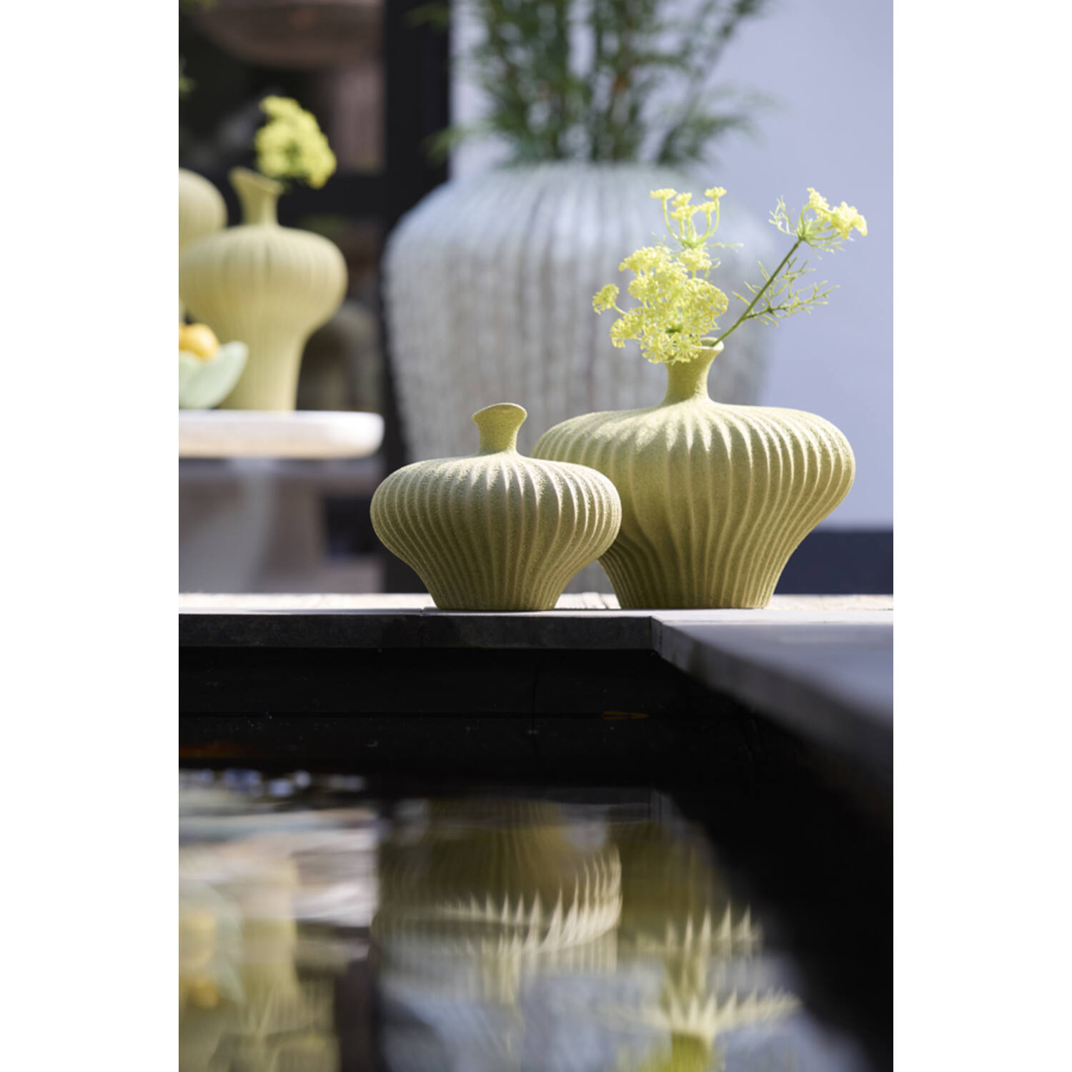 Vase deco 23x22,5x18 cm NEVANO matt green