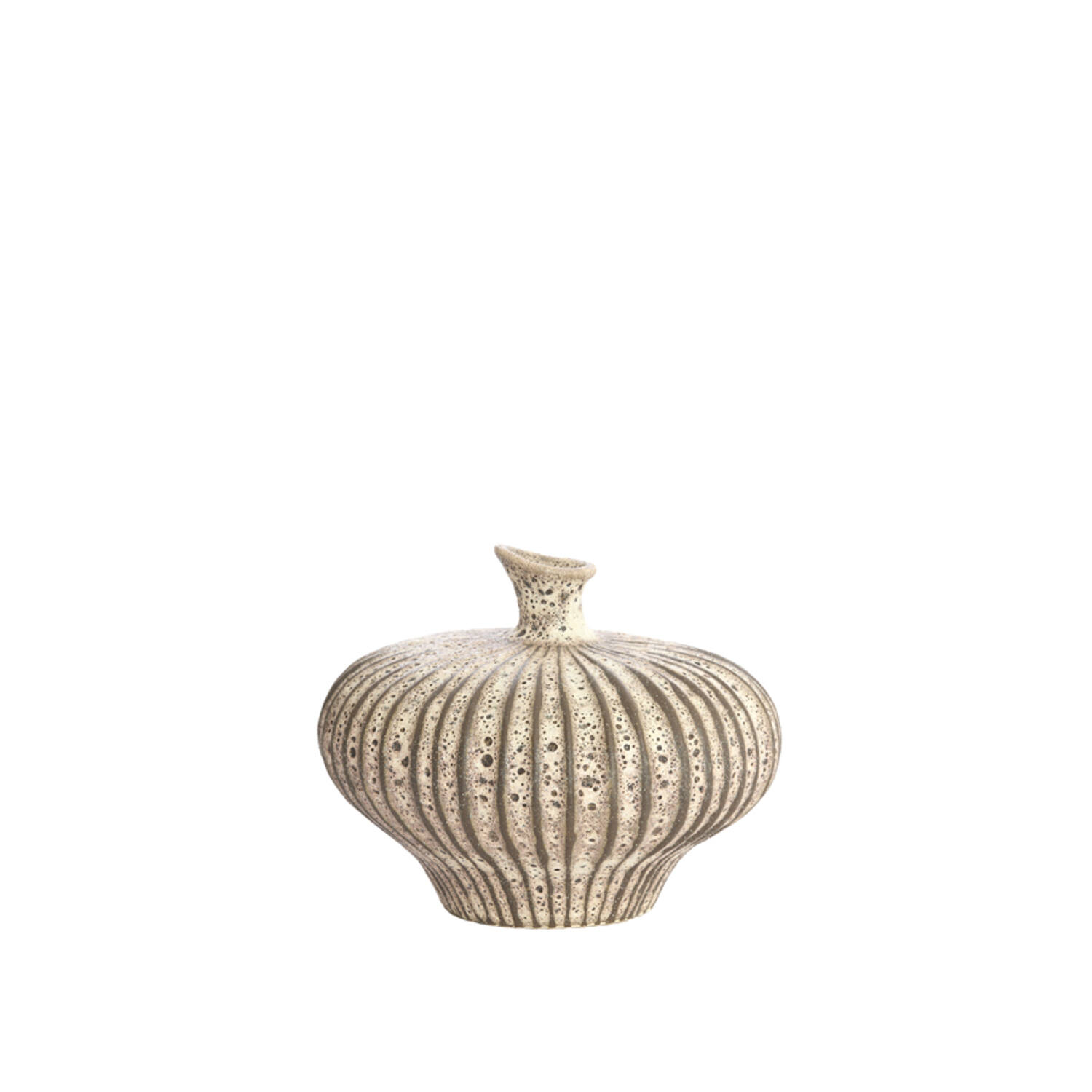 Vase deco 23x22,5x18 cm NEVANO matt dark brown+cream
