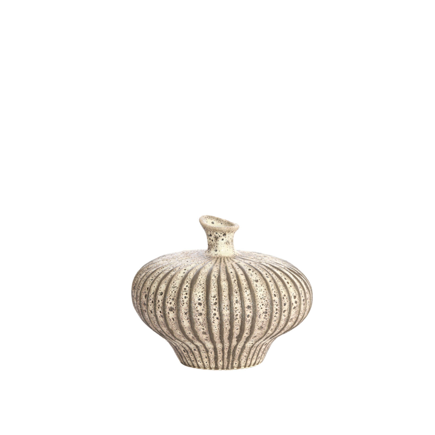 Vase deco 23x22,5x18 cm NEVANO matt dark brown+cream