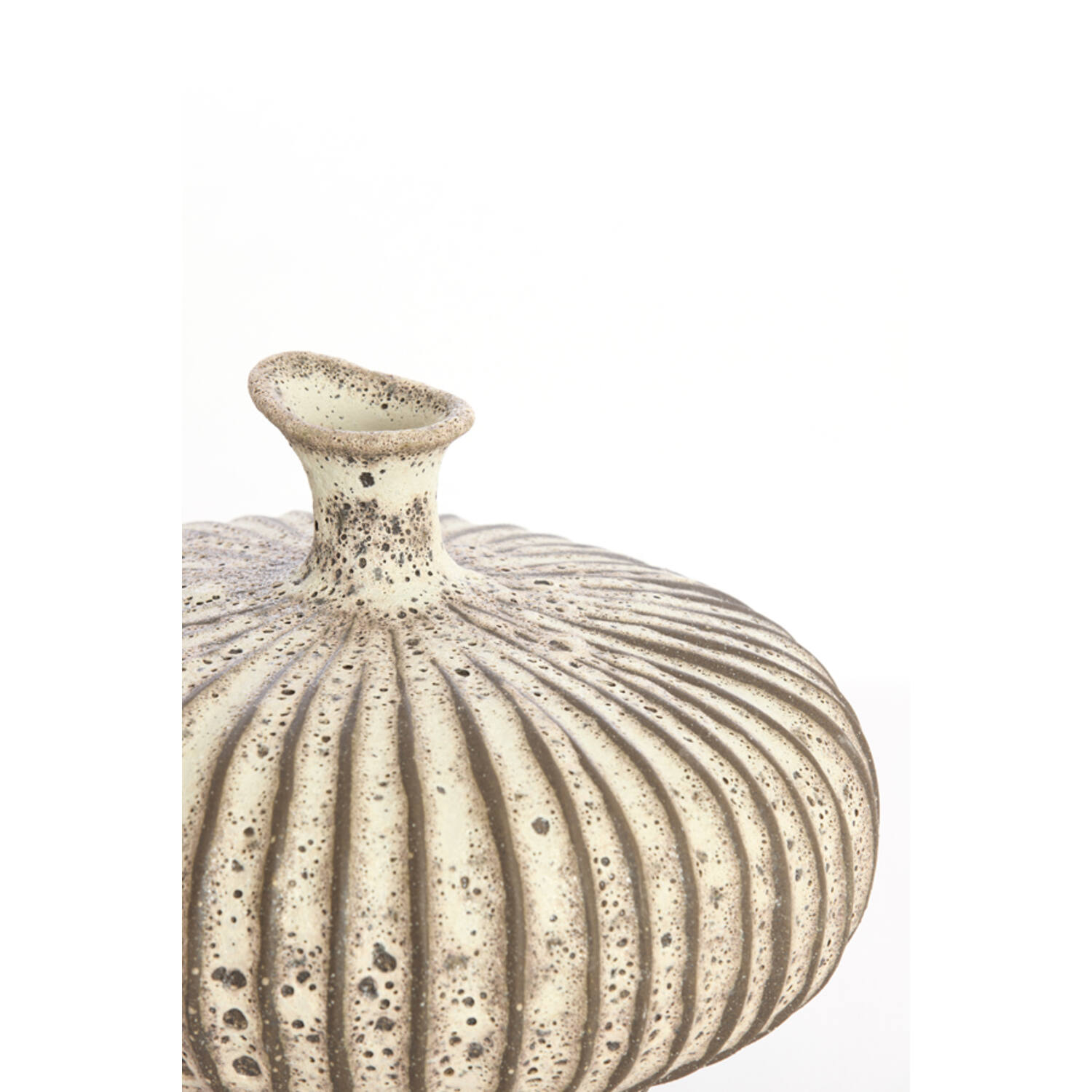 Vase deco 23x22,5x18 cm NEVANO matt dark brown+cream