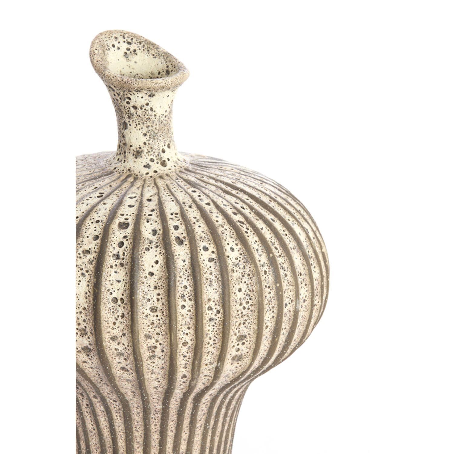 Vase deco 23x22x32,5 cm NEVANO matt dark brown+cream