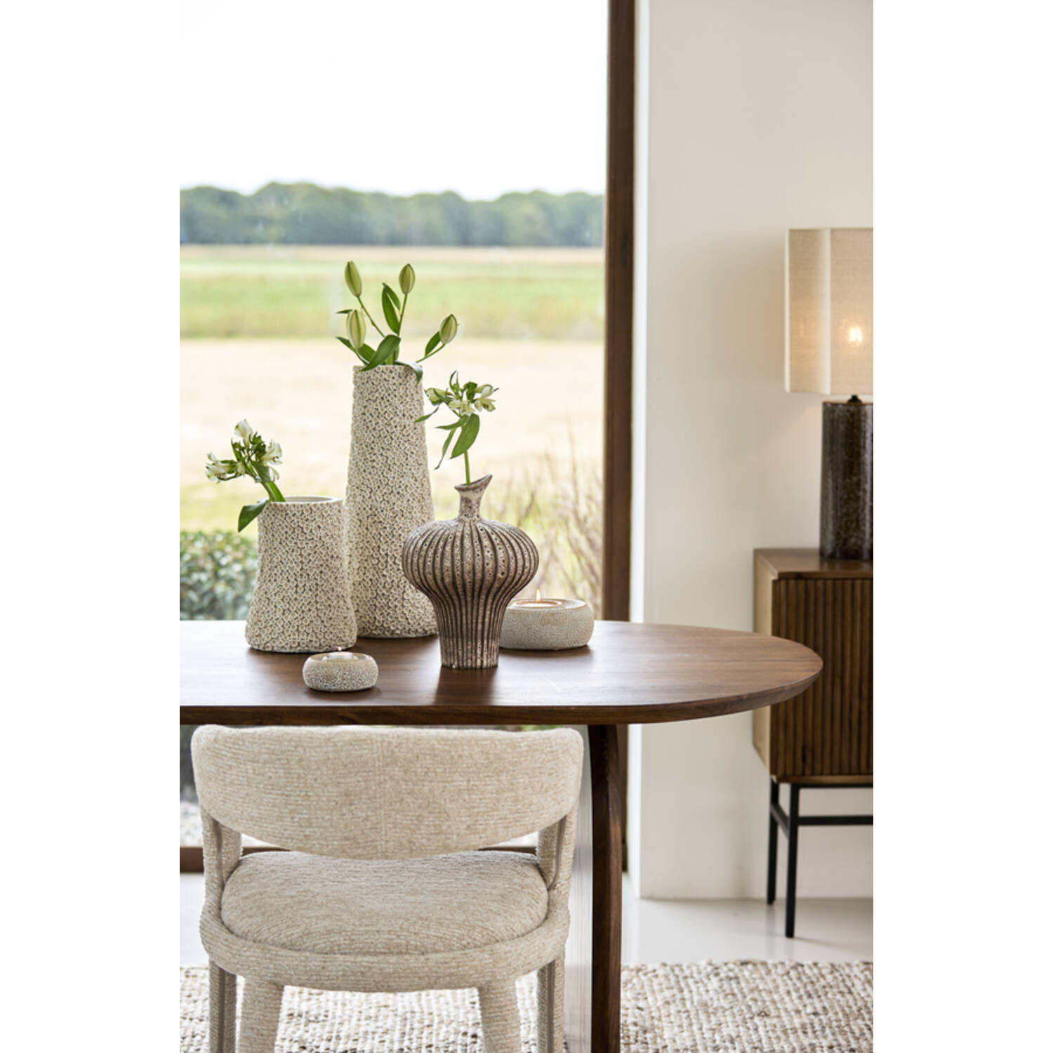 Vase deco 23x22x32,5 cm NEVANO matt dark brown+cream