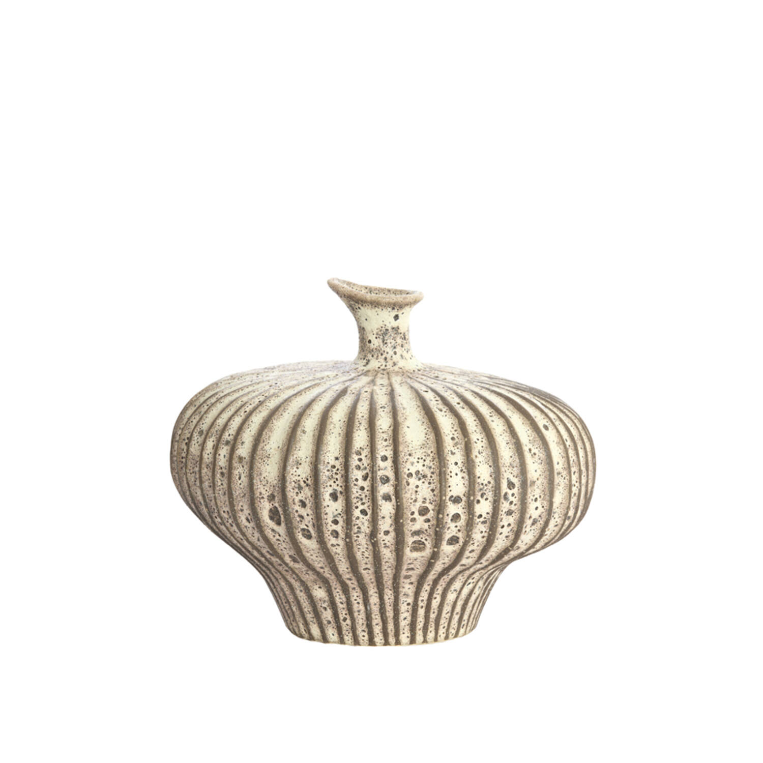 Vase deco 31x29,5x25,5 cm NEVANO matt dark brown+cream