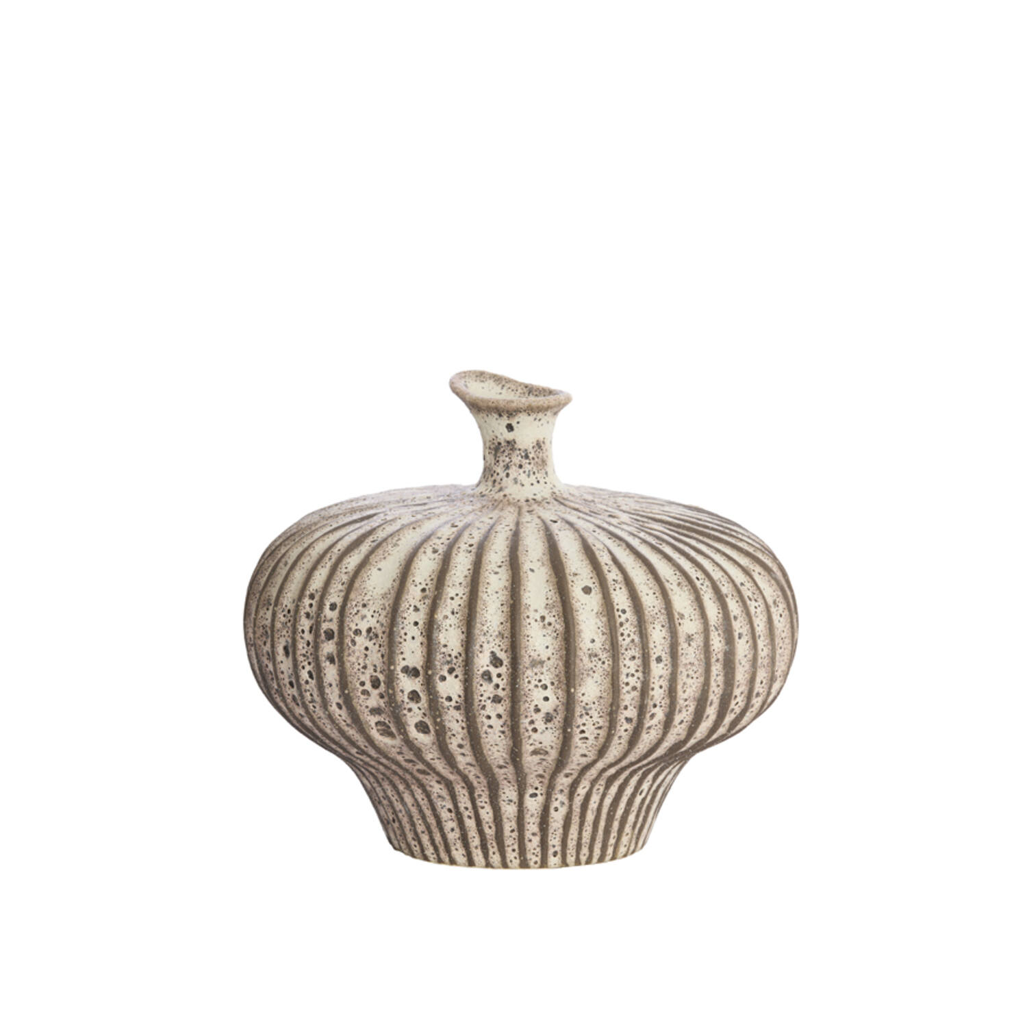 Vase deco 31x29,5x25,5 cm NEVANO matt dark brown+cream