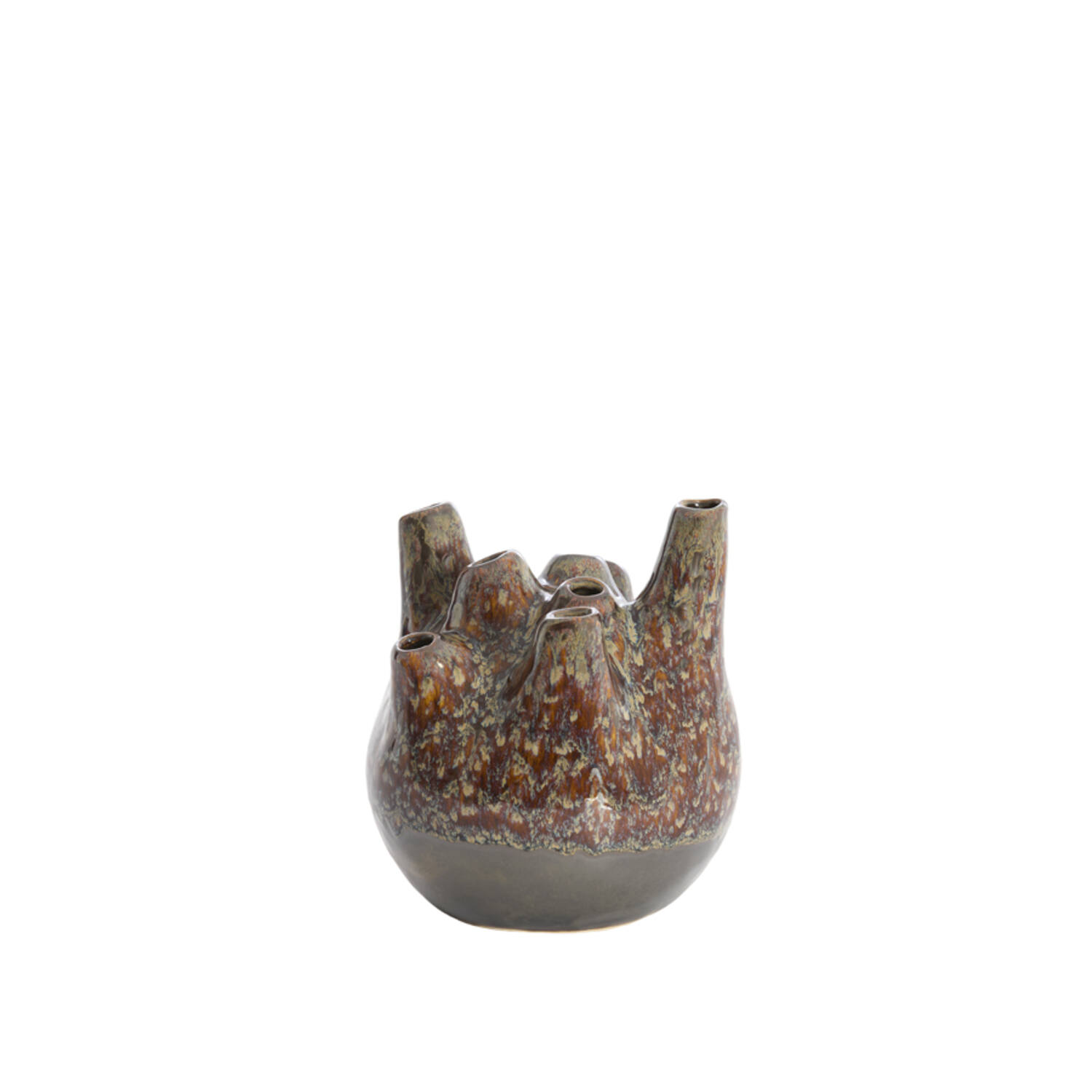 Vase deco Ø16x18 cm COSENZA ceramics brown+bronze
