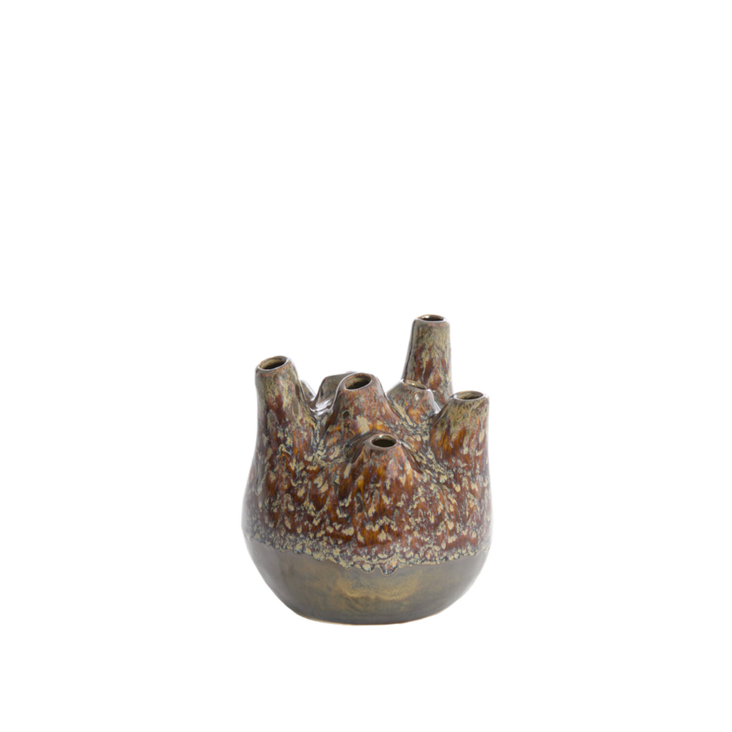 Vase deco Ø16x18 cm COSENZA ceramics brown+bronze