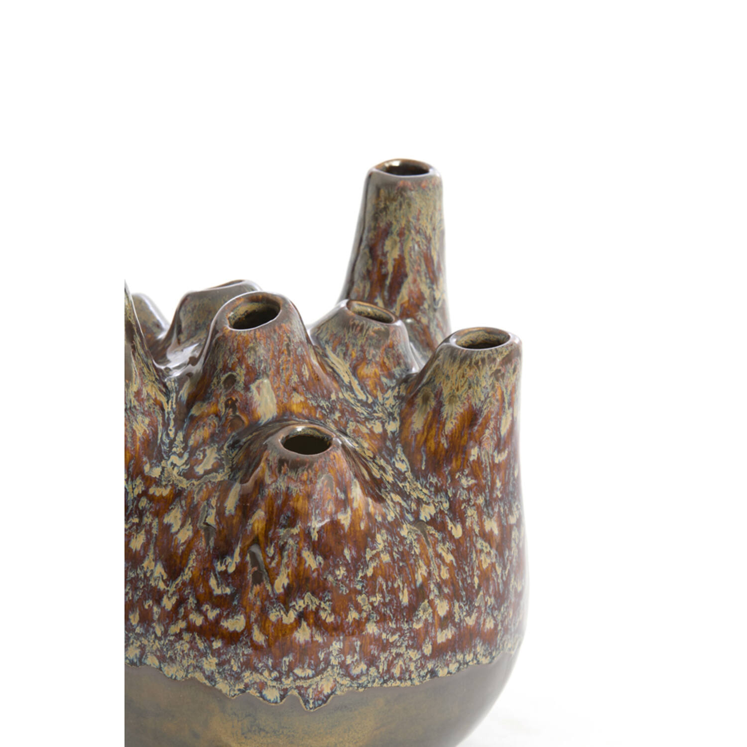 Vase deco Ø16x18 cm COSENZA ceramics brown+bronze