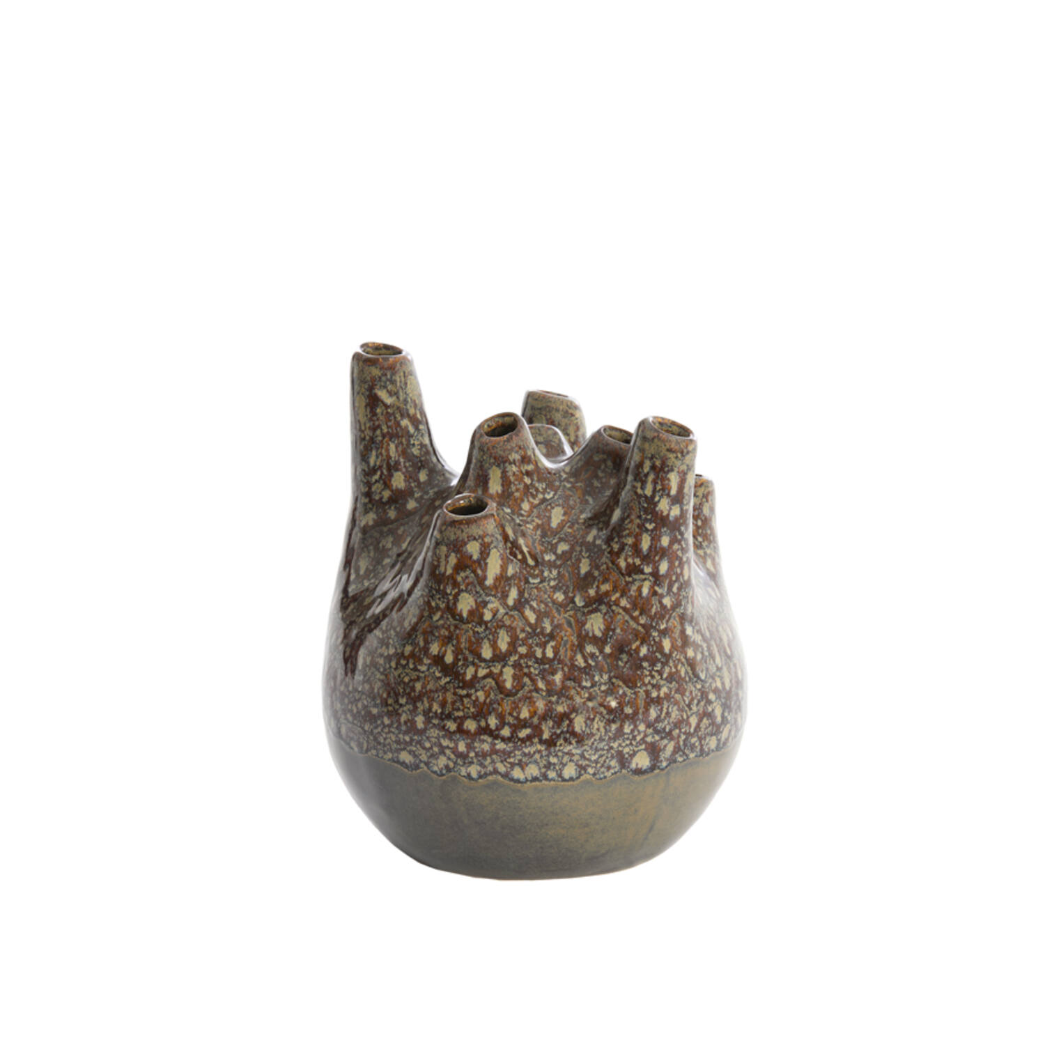 Vase deco Ø19,5x23 cm COSENZA ceramics brown+bronze