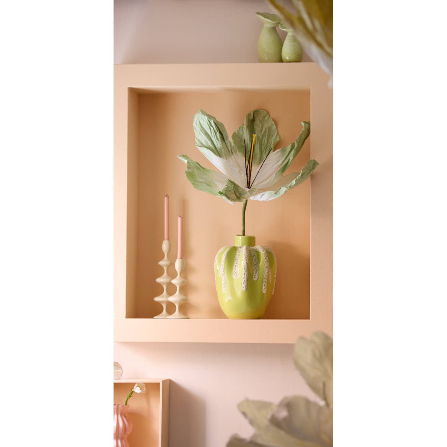Vase deco Ø25x38 cm CHIERI ceramics light green+cream
