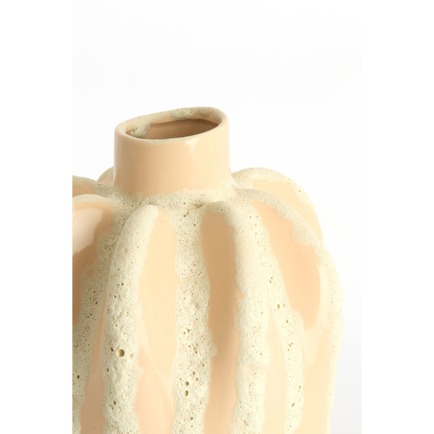 Vase deco Ø25x38 cm CHIERI ceramics light pink+cream