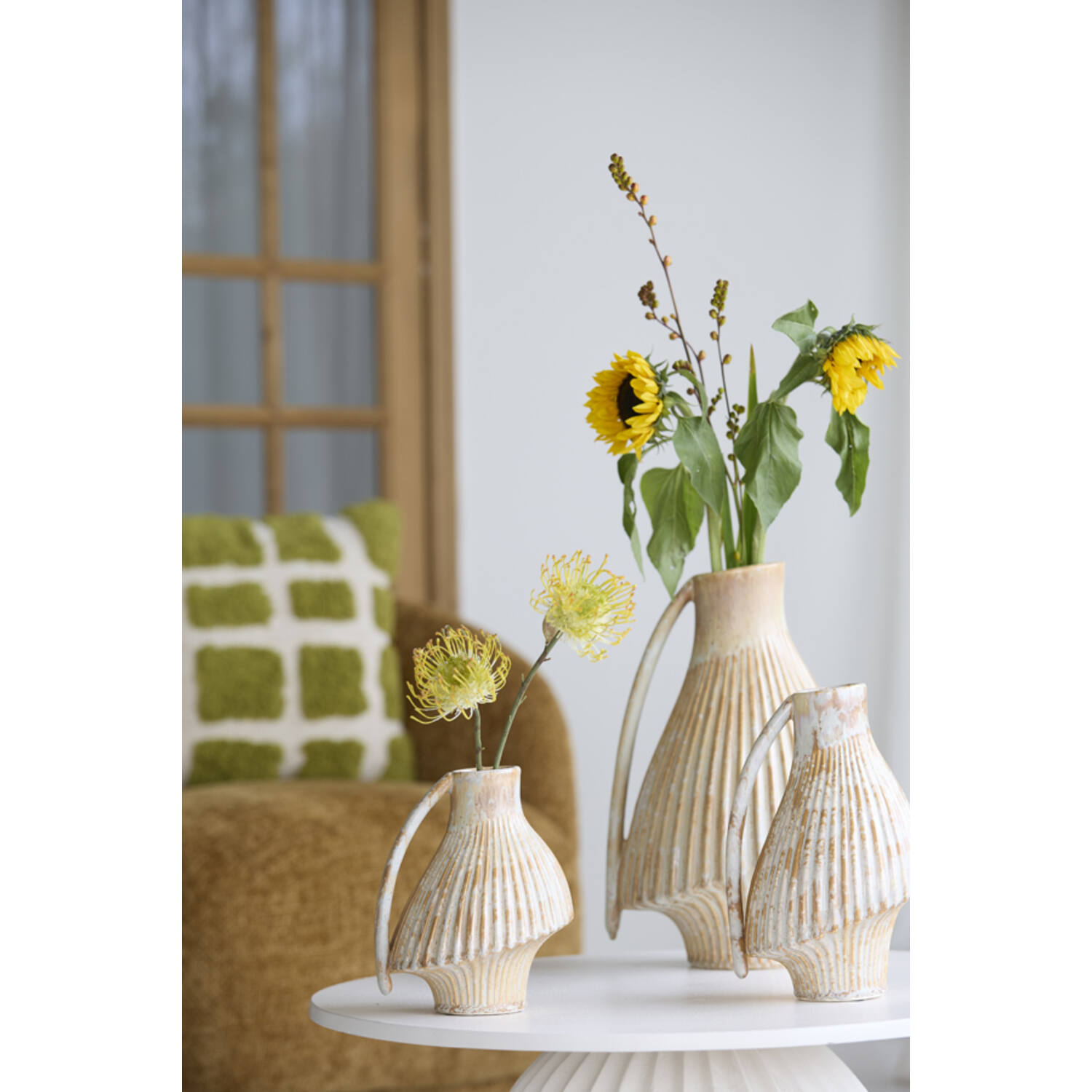 Vase deco 19,5x17,5x22 cm FORLA ceramics cream+orange-brown