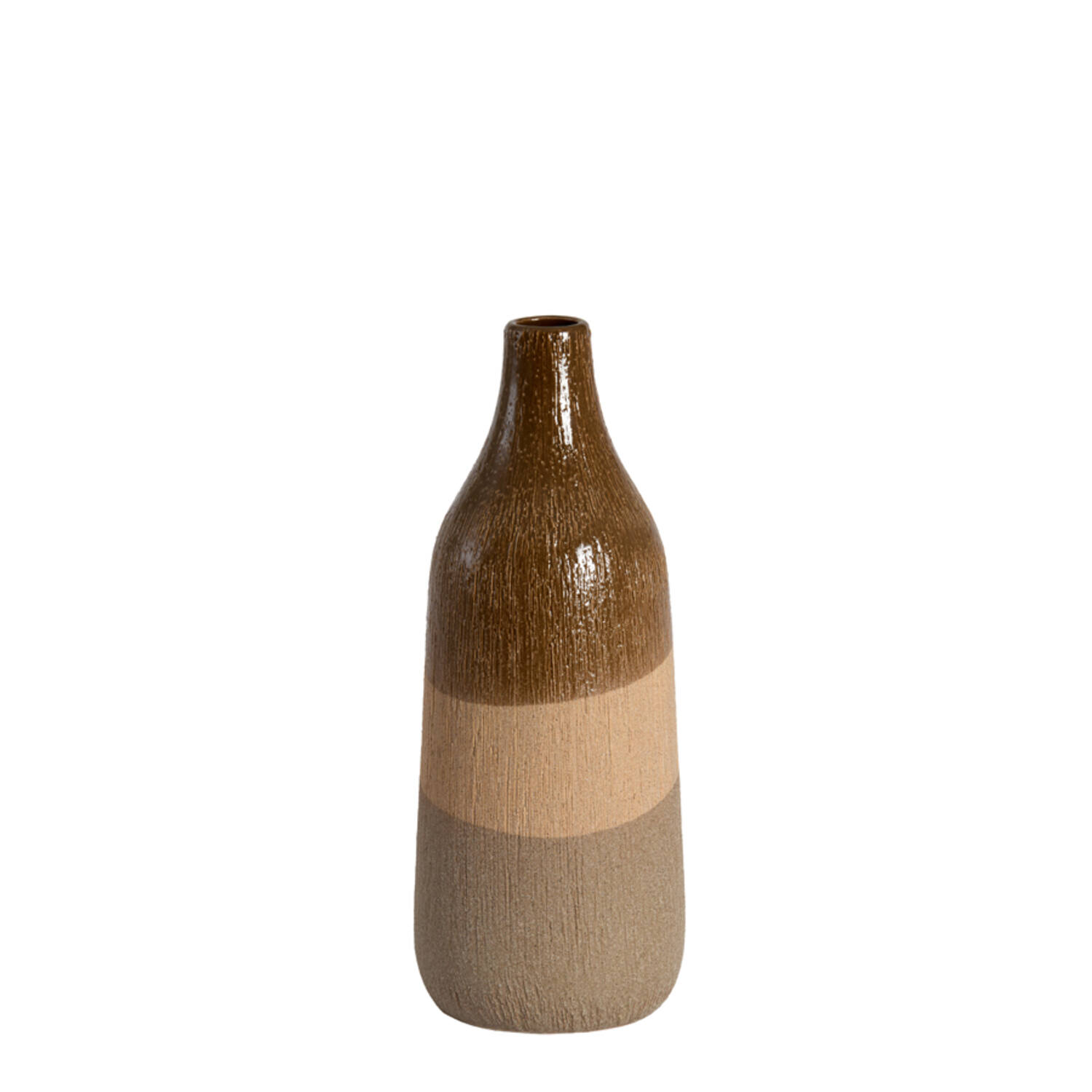 Vase deco Ø14x36,5 cm ZUBIRI ceramics brown+beige+taupe