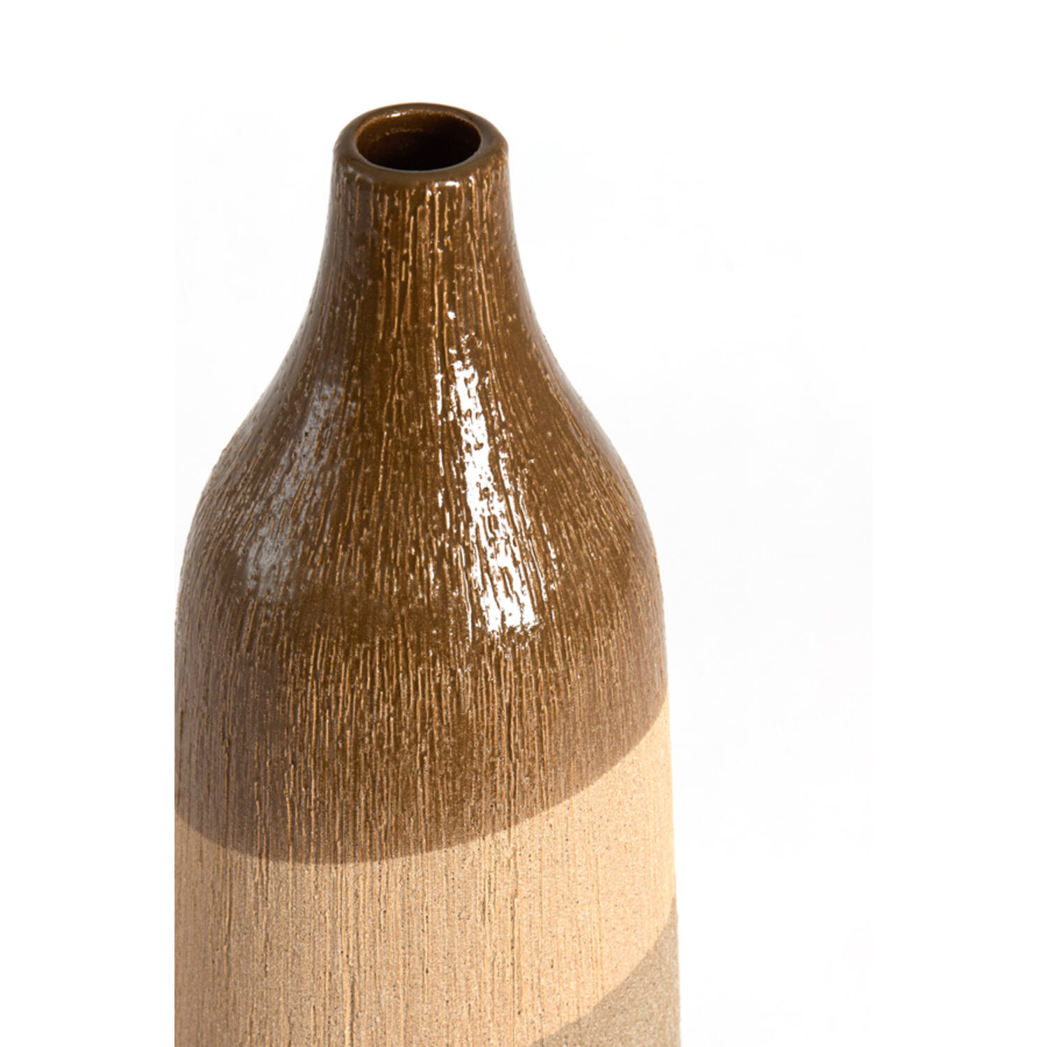 Vase deco Ø14x36,5 cm ZUBIRI ceramics brown+beige+taupe