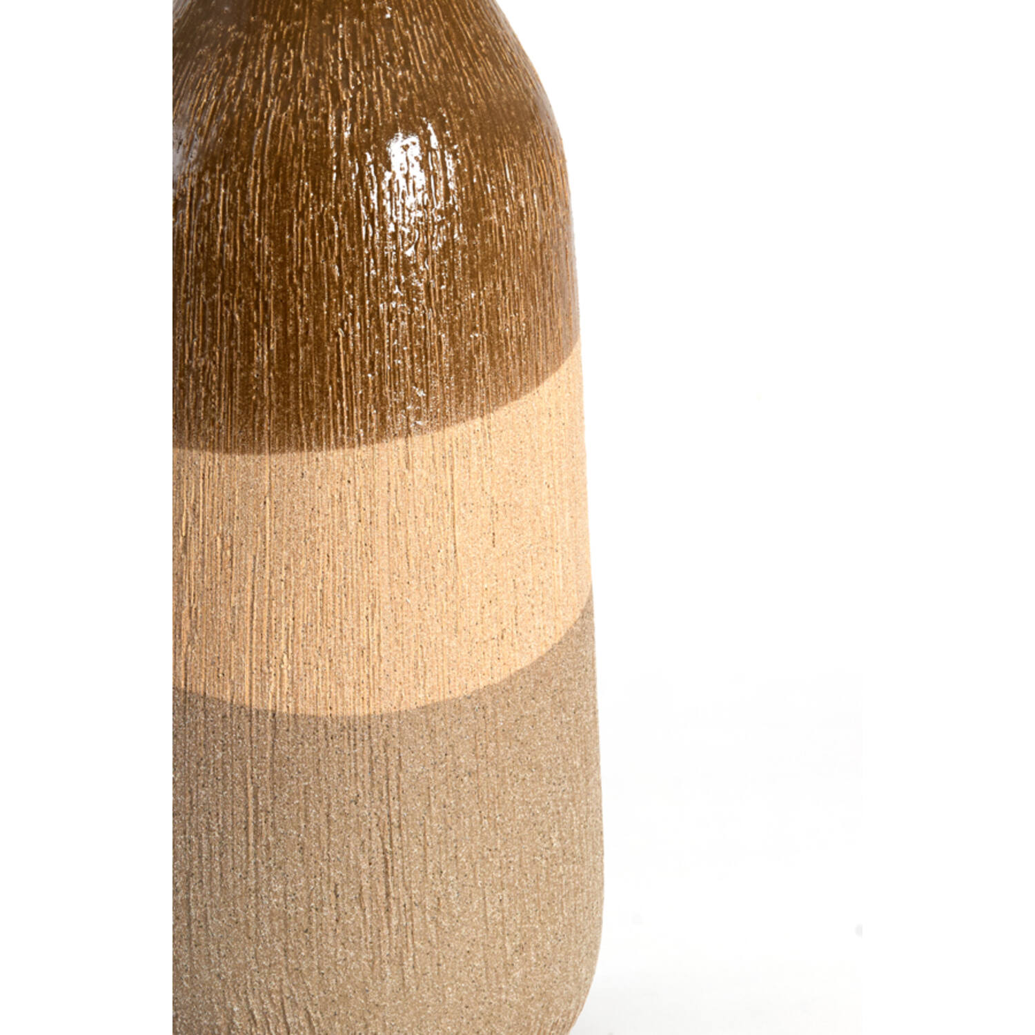 Vase deco Ø14x36,5 cm ZUBIRI ceramics brown+beige+taupe