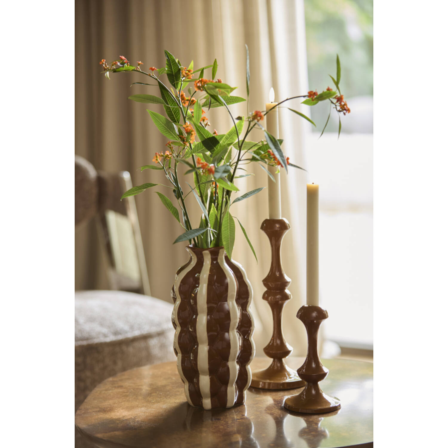 Vase deco Ø15x28 cm ZENELI brown+cream