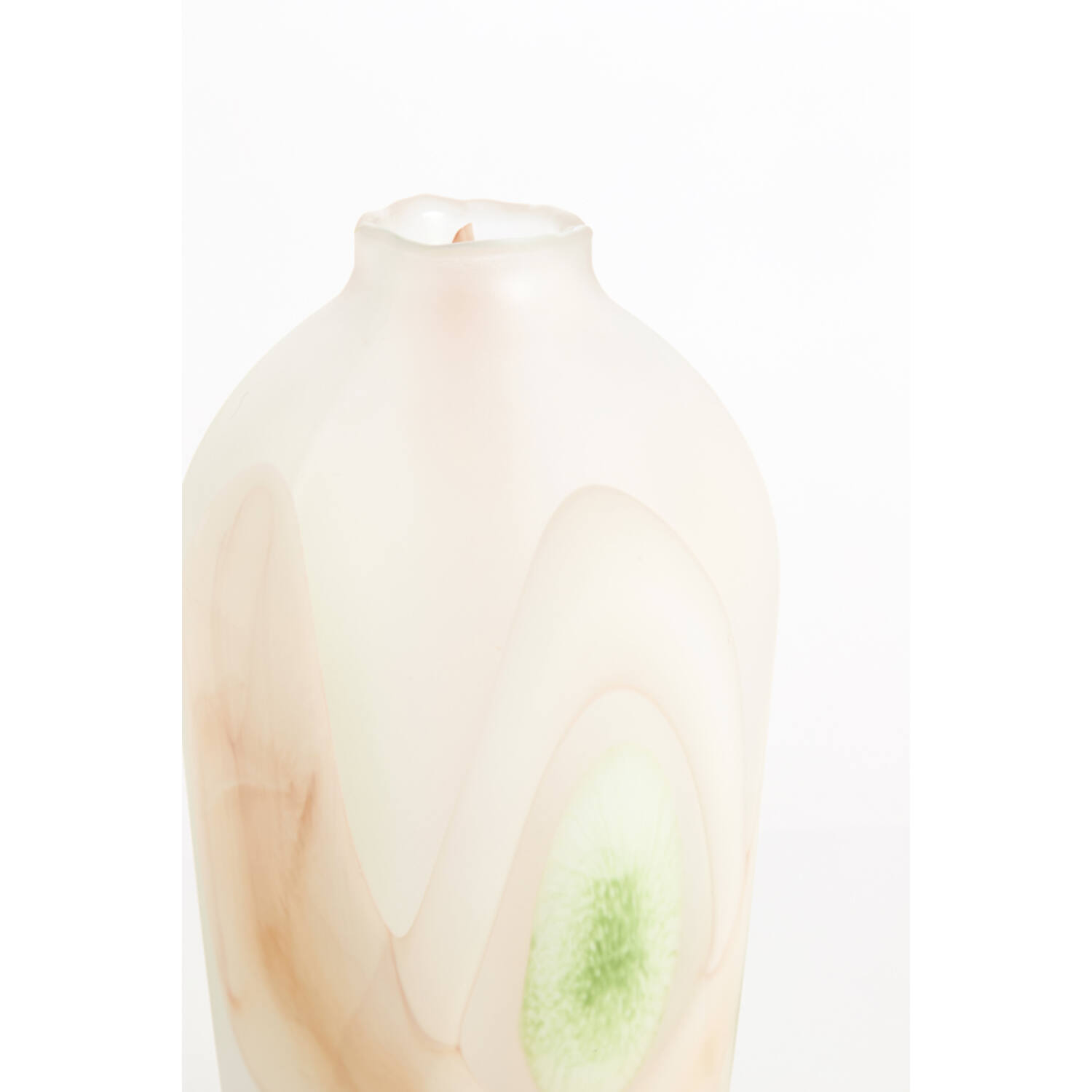 Vase Ø20,5x37 cm BARCOS glass matt white+green+peach