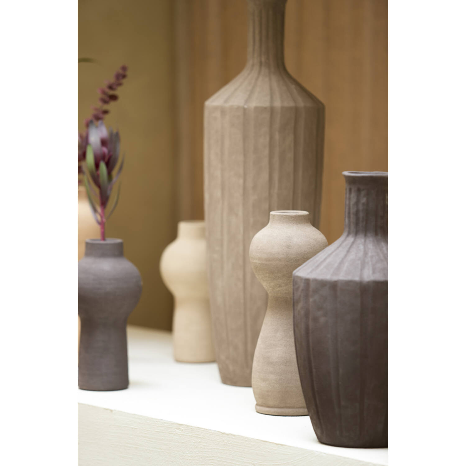 Vase deco Ø13x34 cm YECLA ceramics taupe
