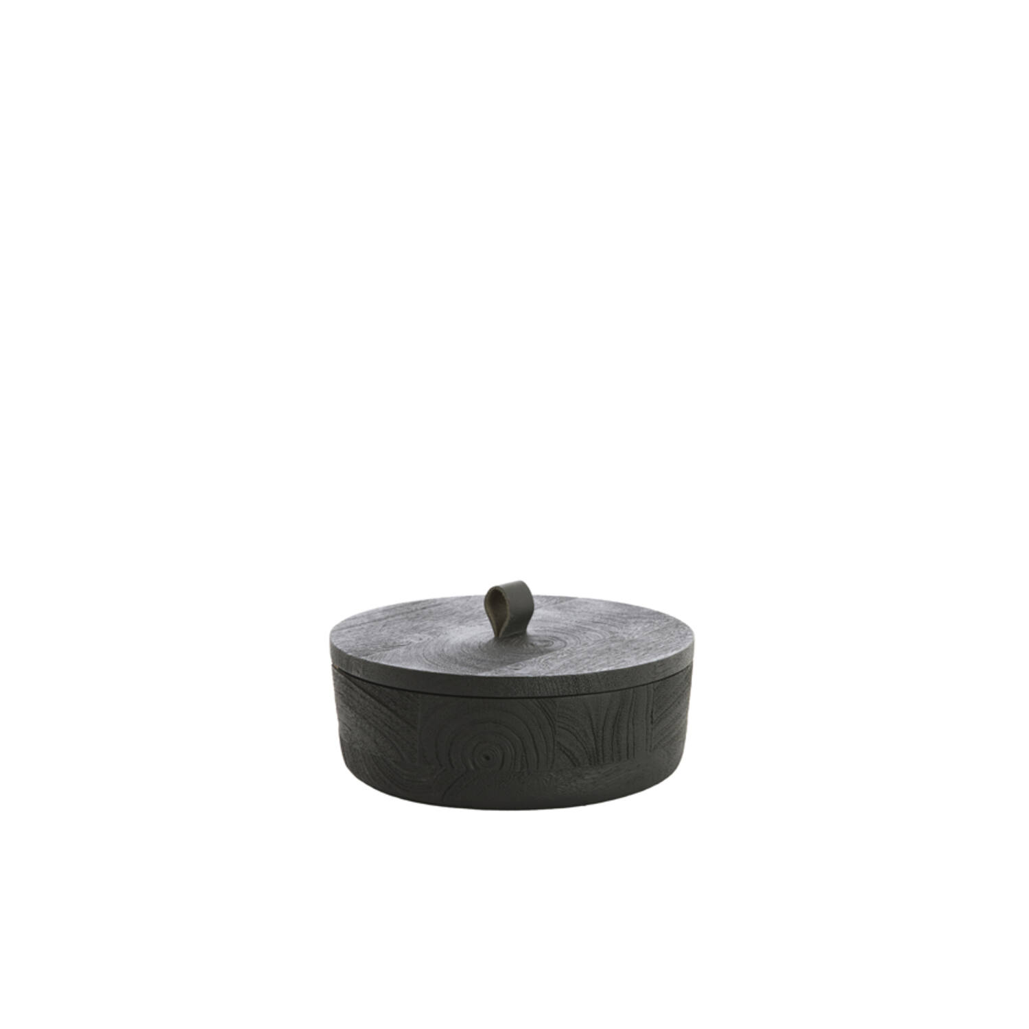 Deco box Ø19x7 cm VATLA mango wood black