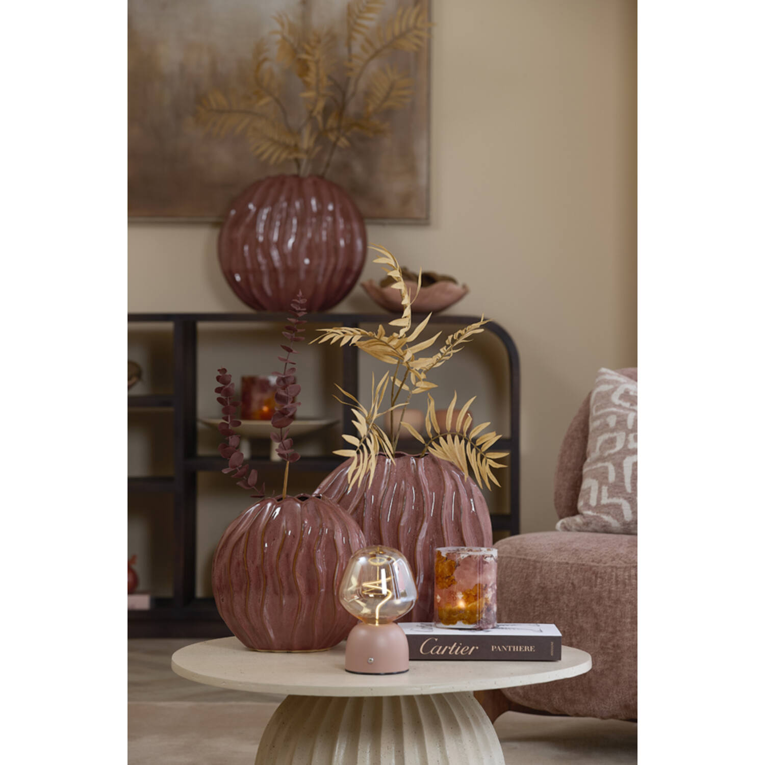 Vase deco 25x14x27 cm PODURI ceramics dark pink