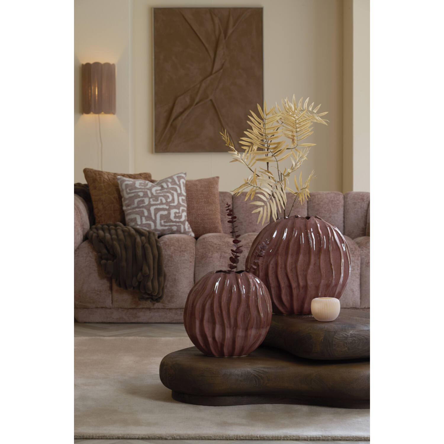 Vase deco 41x20x42 cm PODURI ceramics dark pink