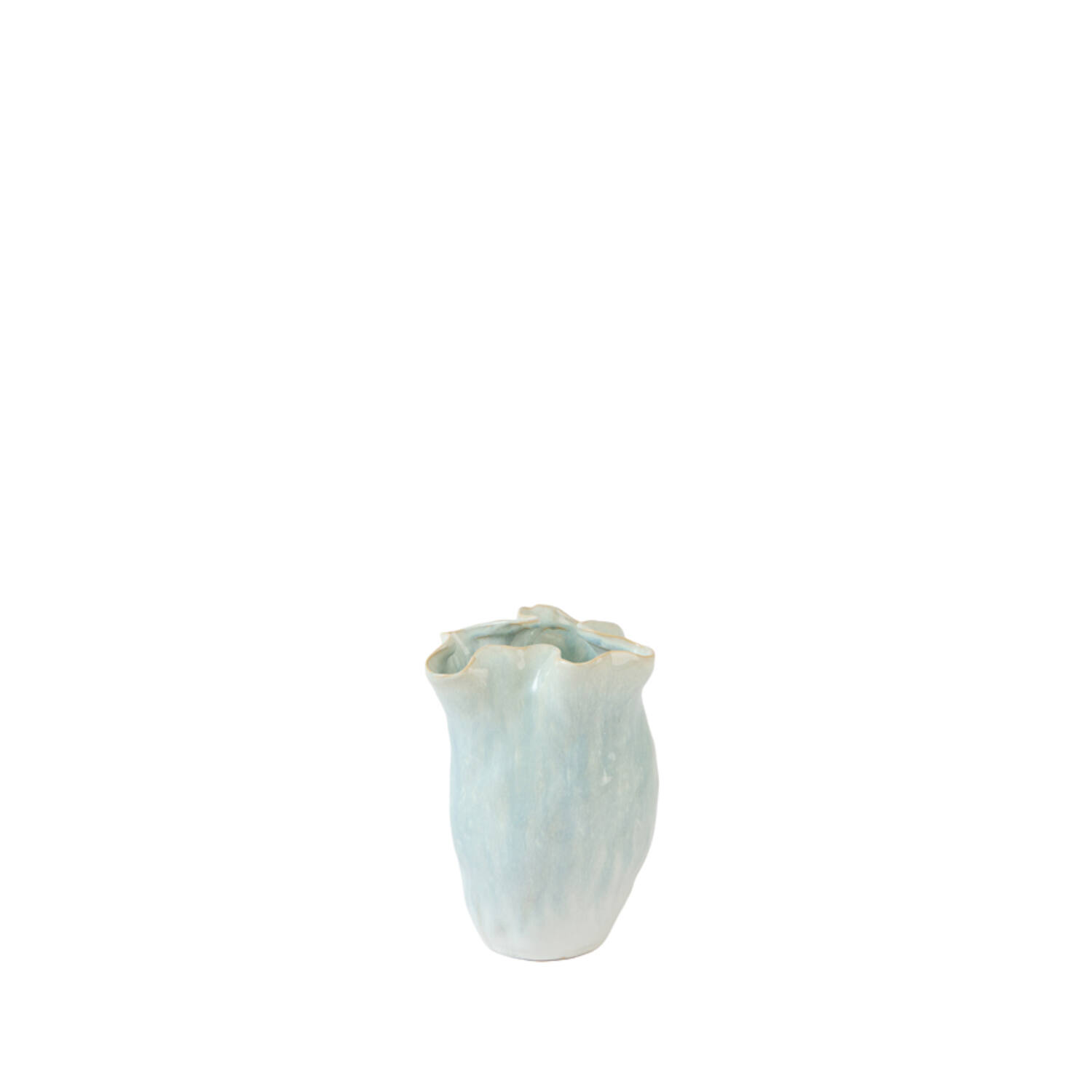 Vase deco Ø16x23 cm TELMO ceramics light blue+cream