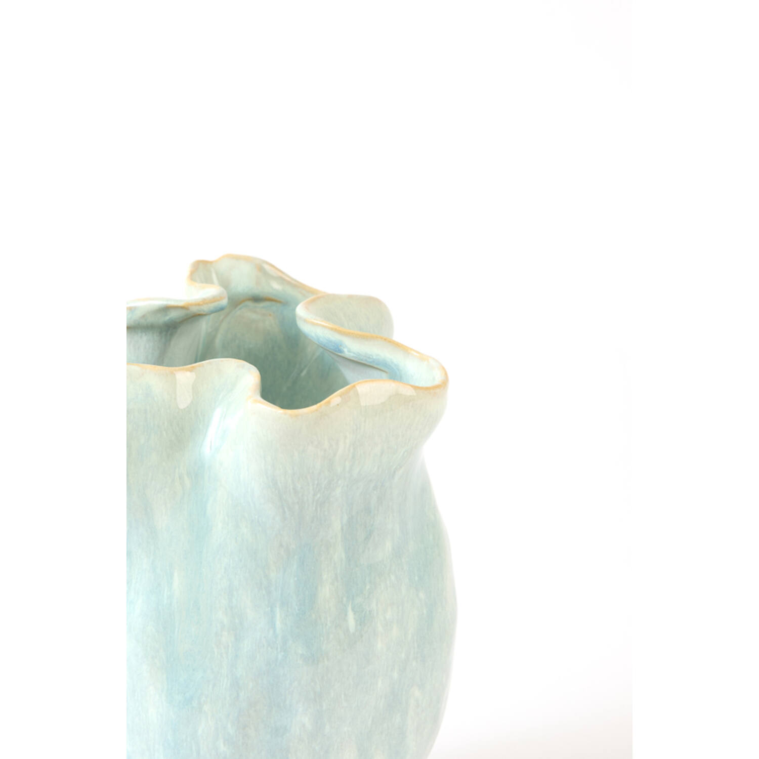 Vase deco Ø16x23 cm TELMO ceramics light blue+cream