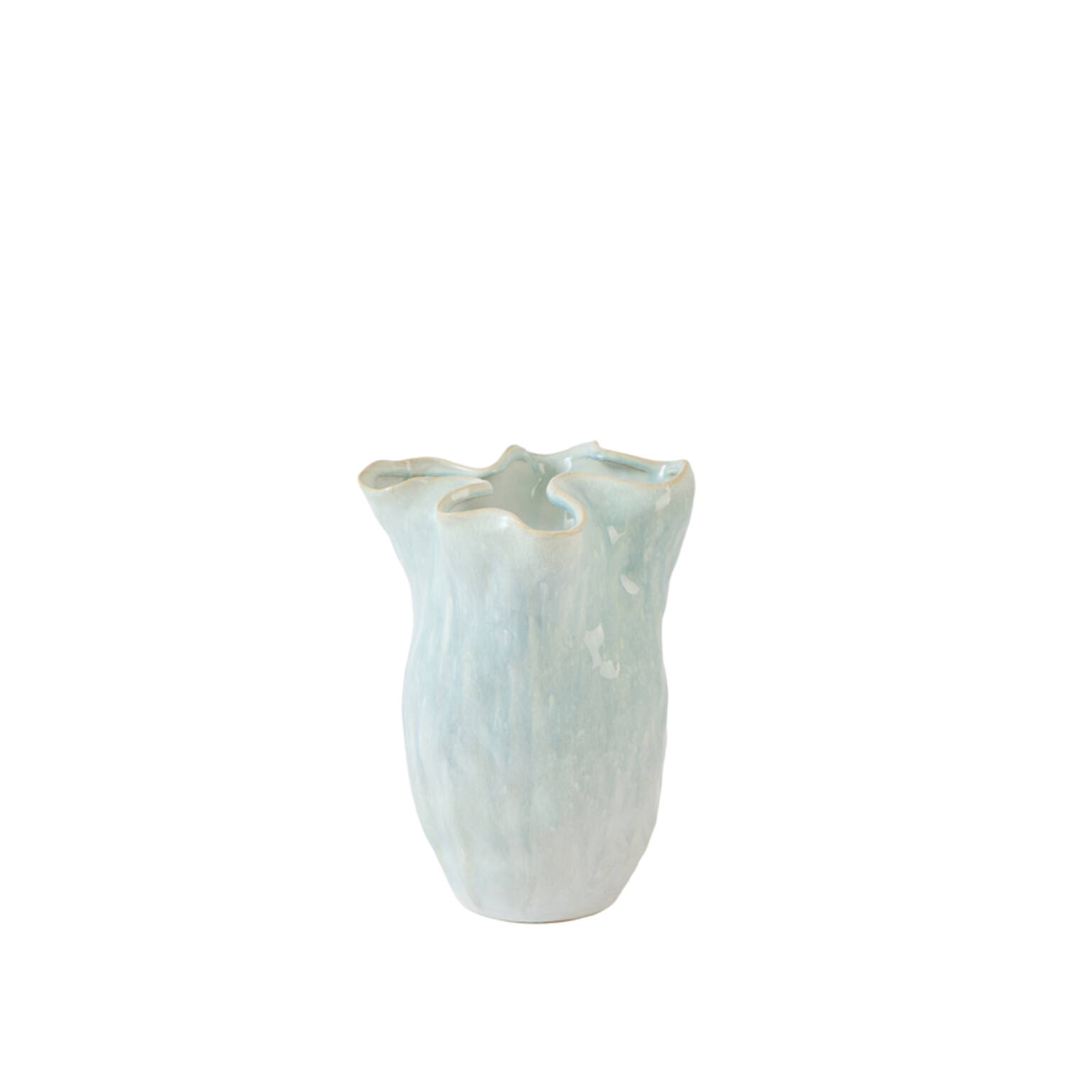 Vase deco 24,5x23,5x34 cm TELMO ceramics light blue+cream