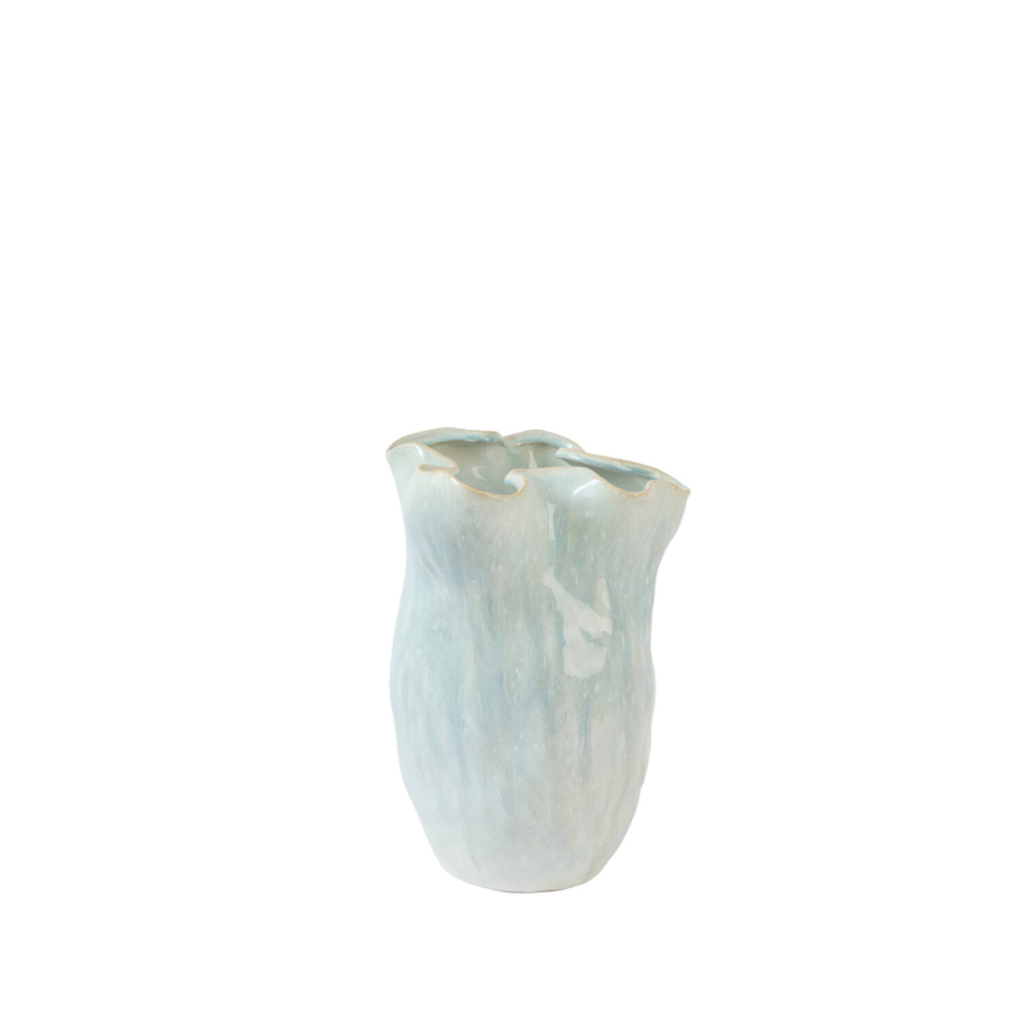 Vase deco 24,5x23,5x34 cm TELMO ceramics light blue+cream