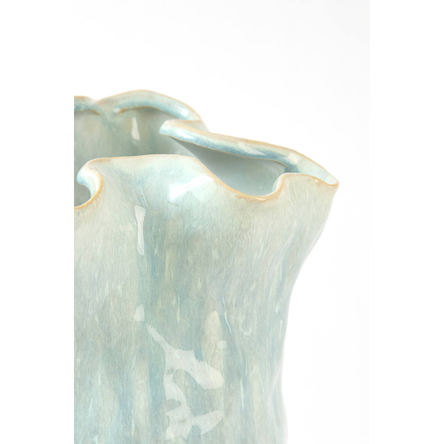 Vase deco 24,5x23,5x34 cm TELMO ceramics light blue+cream