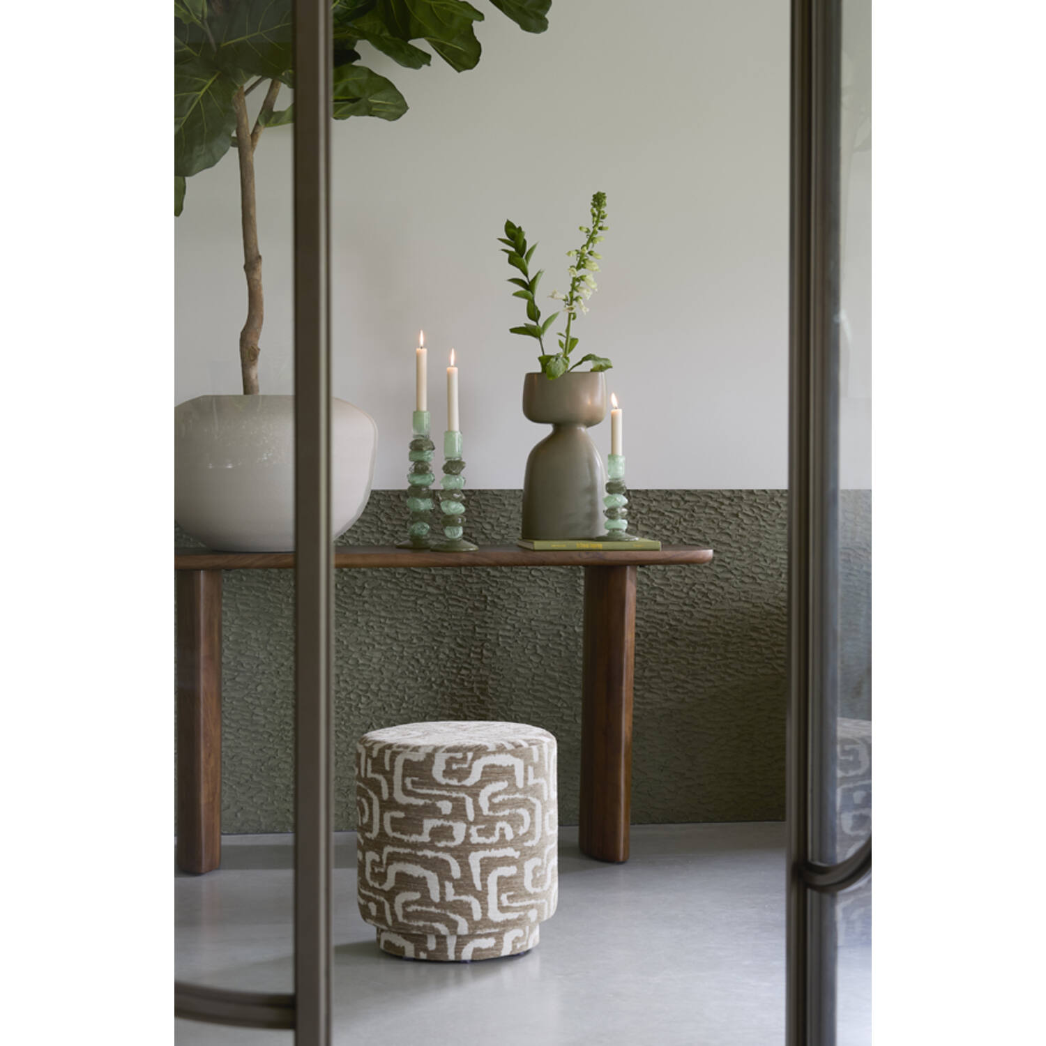 Vase deco 16x9,5x32 cm DAVITO ceramics olive green