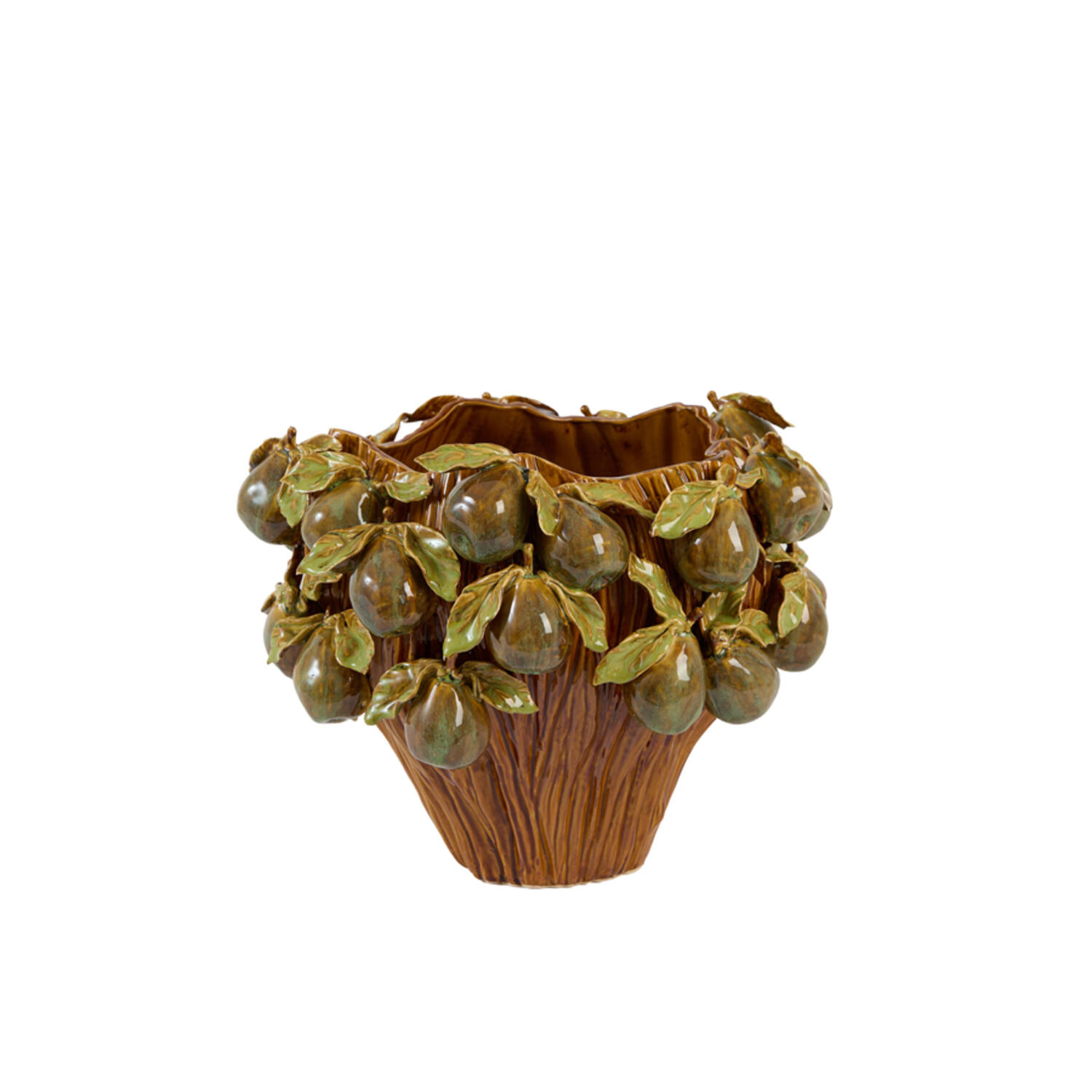 Vase deco 41x37x23,5 cm LOMI ceramic amber-brown+olive green