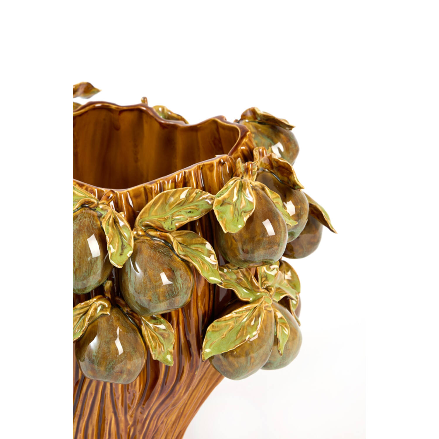 Vase deco 41x37x23,5 cm LOMI ceramic amber-brown+olive green