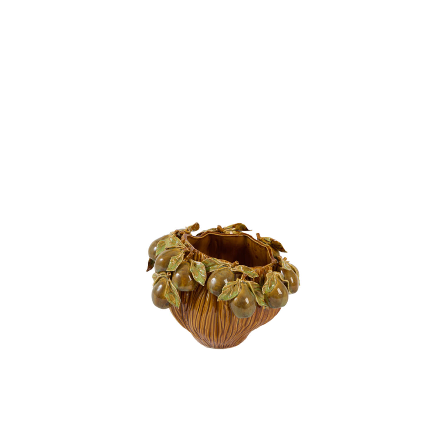 Vase deco 27x25x20 cm LOMI ceramics amber-brown+olive green