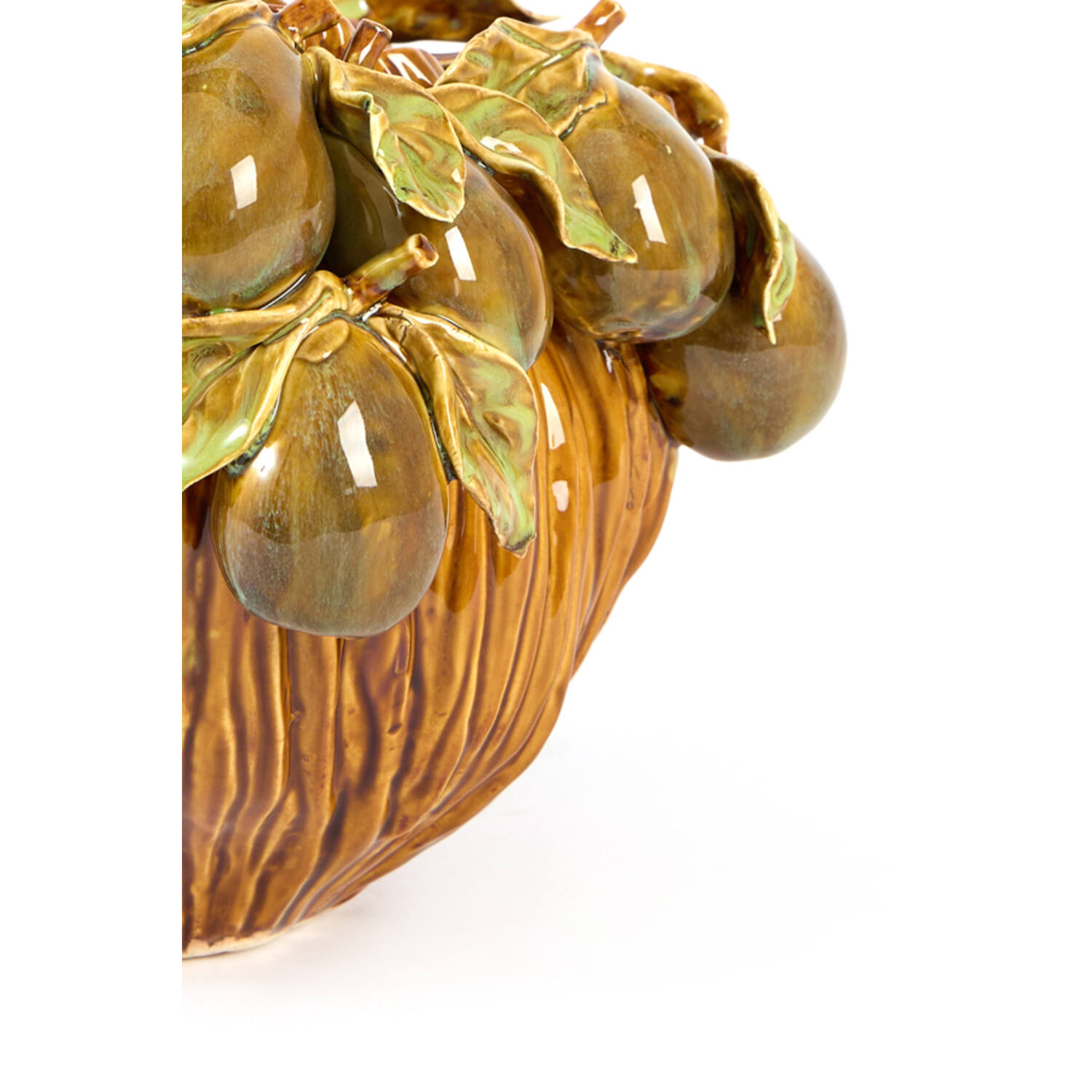 Vase deco 27x25x20 cm LOMI ceramics amber-brown+olive green