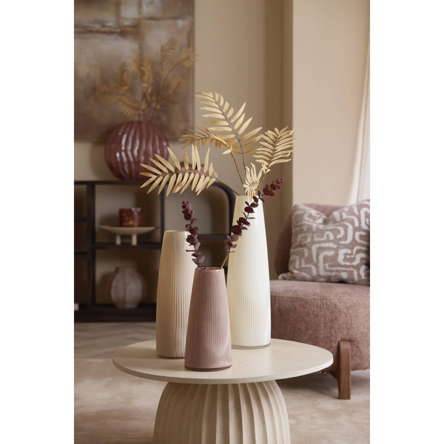 Vase Ø15x49,5 cm FARENZO glas cream