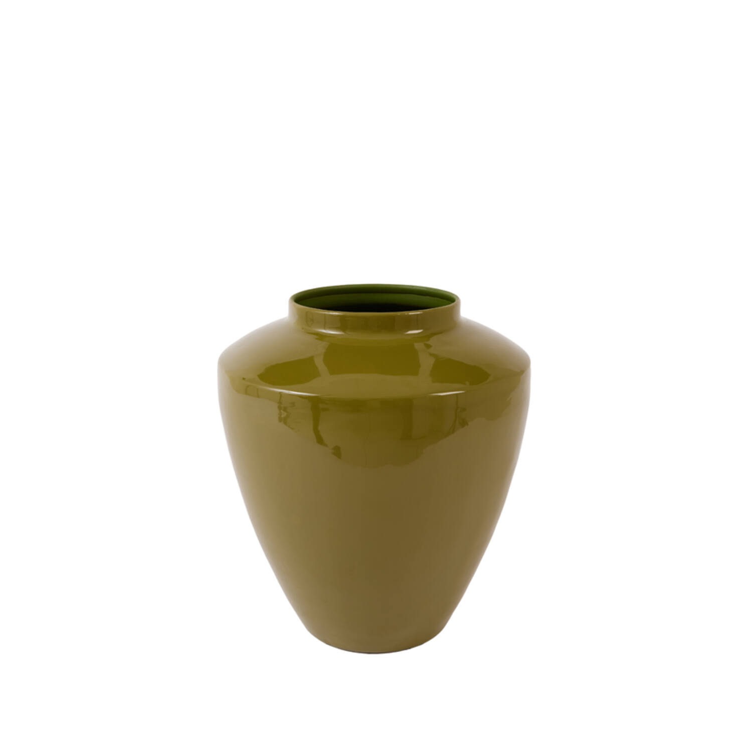 Vase deco Ø28x29 cm CALZO shiny olive green