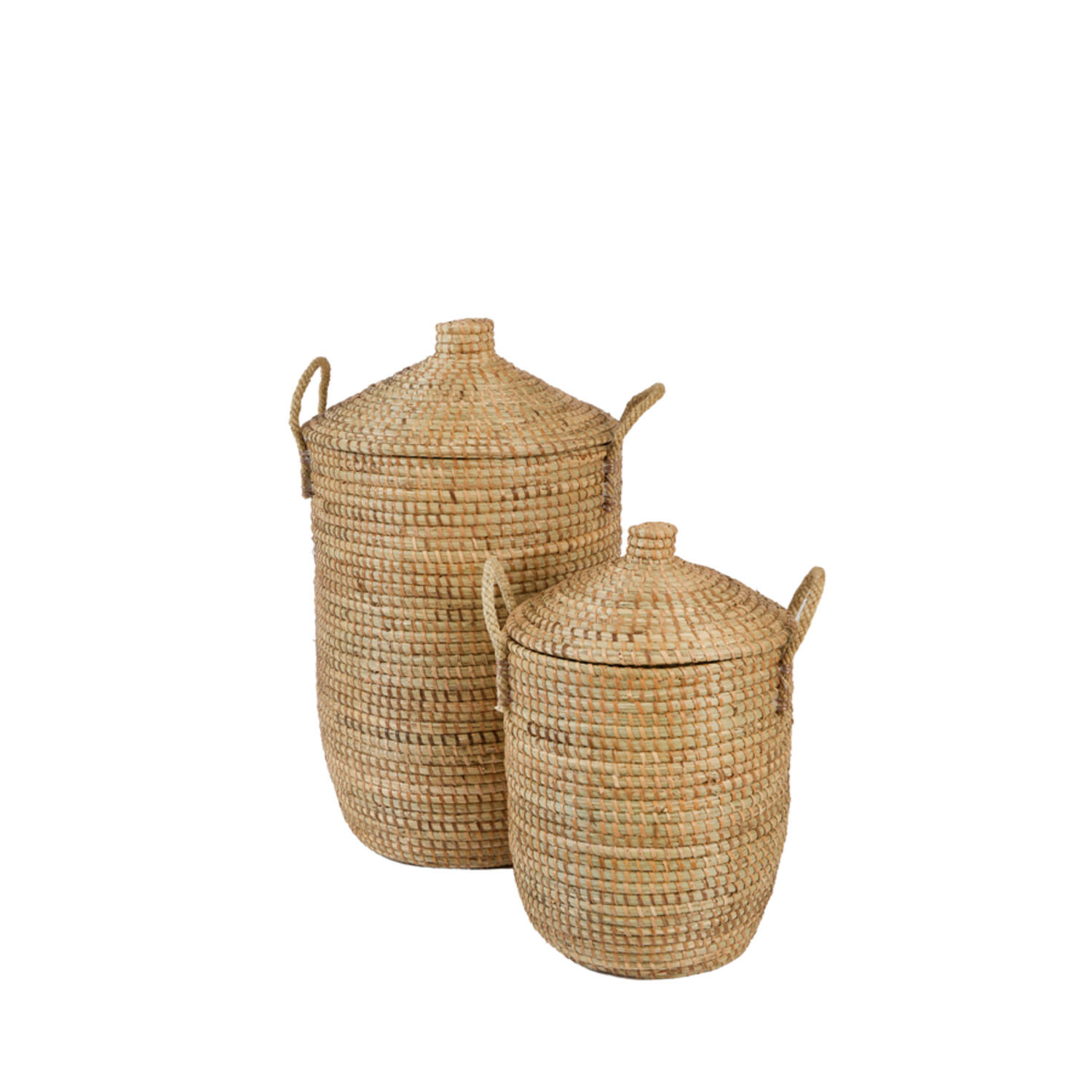 Basket S/2 Ø31x48+Ø40x67 cm VELERA seagrass+rattan natural