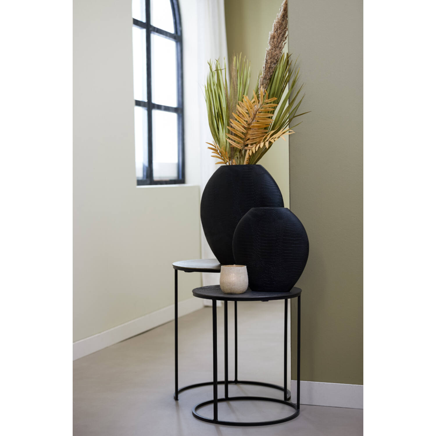 Vaas deco 50x15x50 cm SKELD zwart