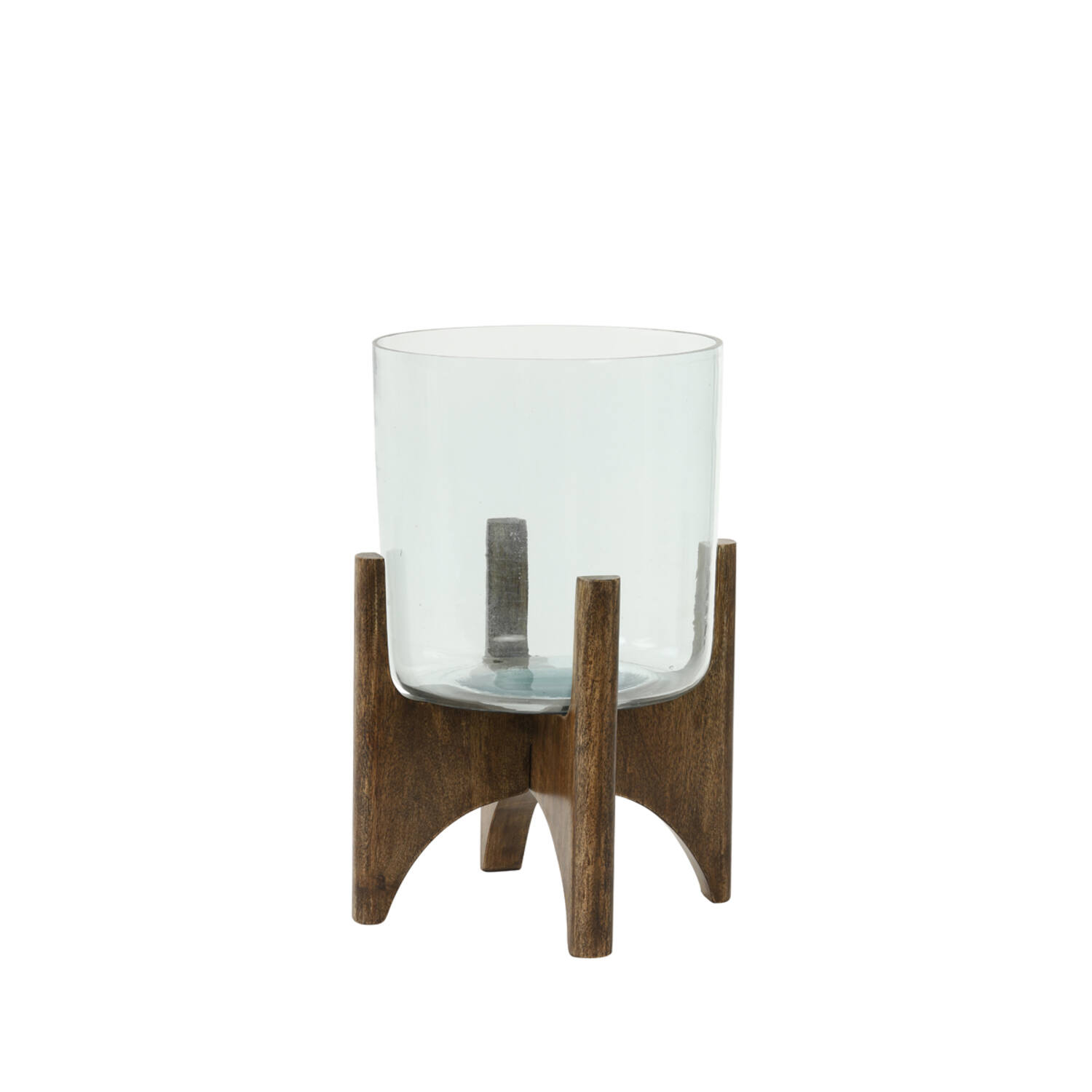 Vase on base Ø22,5x33,5 cm JACE glass+wood brown