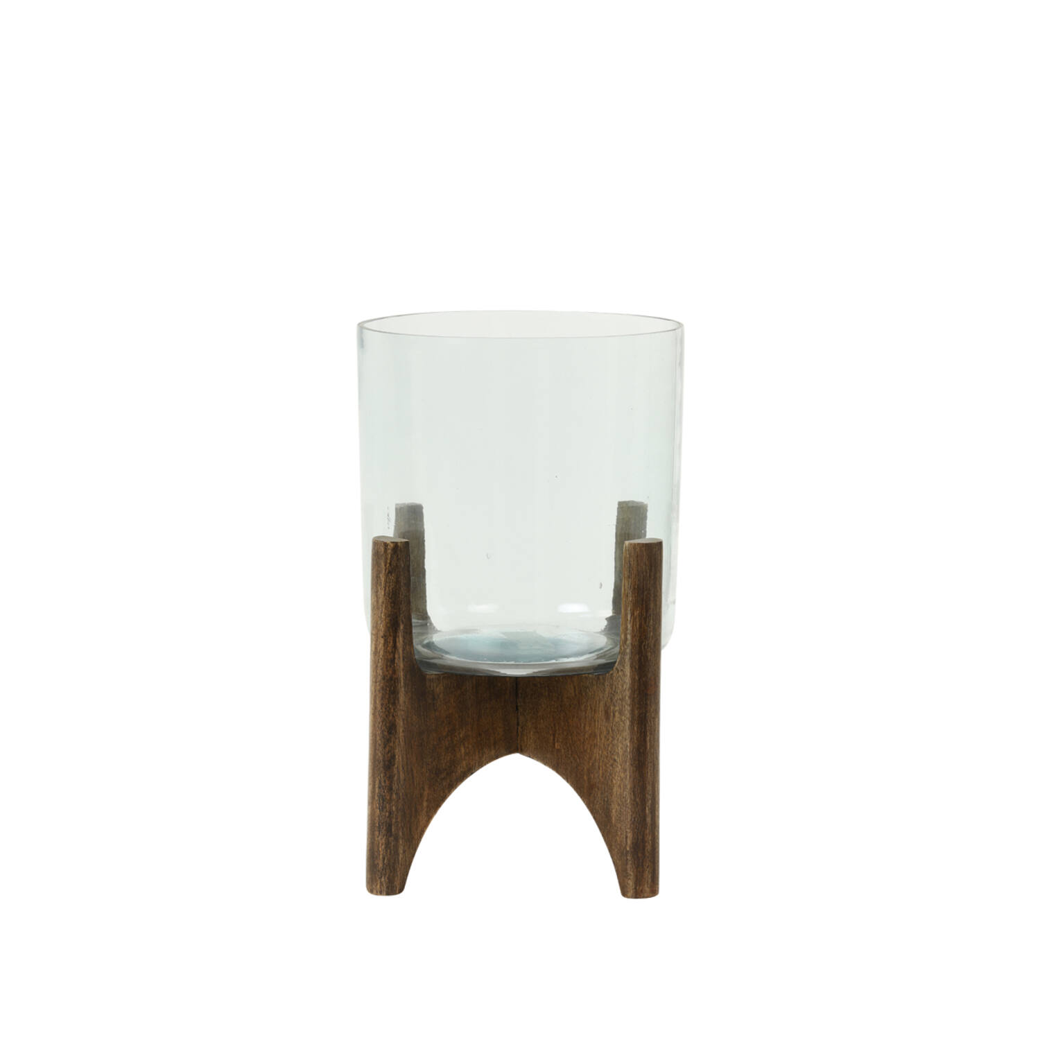 Vase on base Ø22,5x33,5 cm JACE glass+wood brown