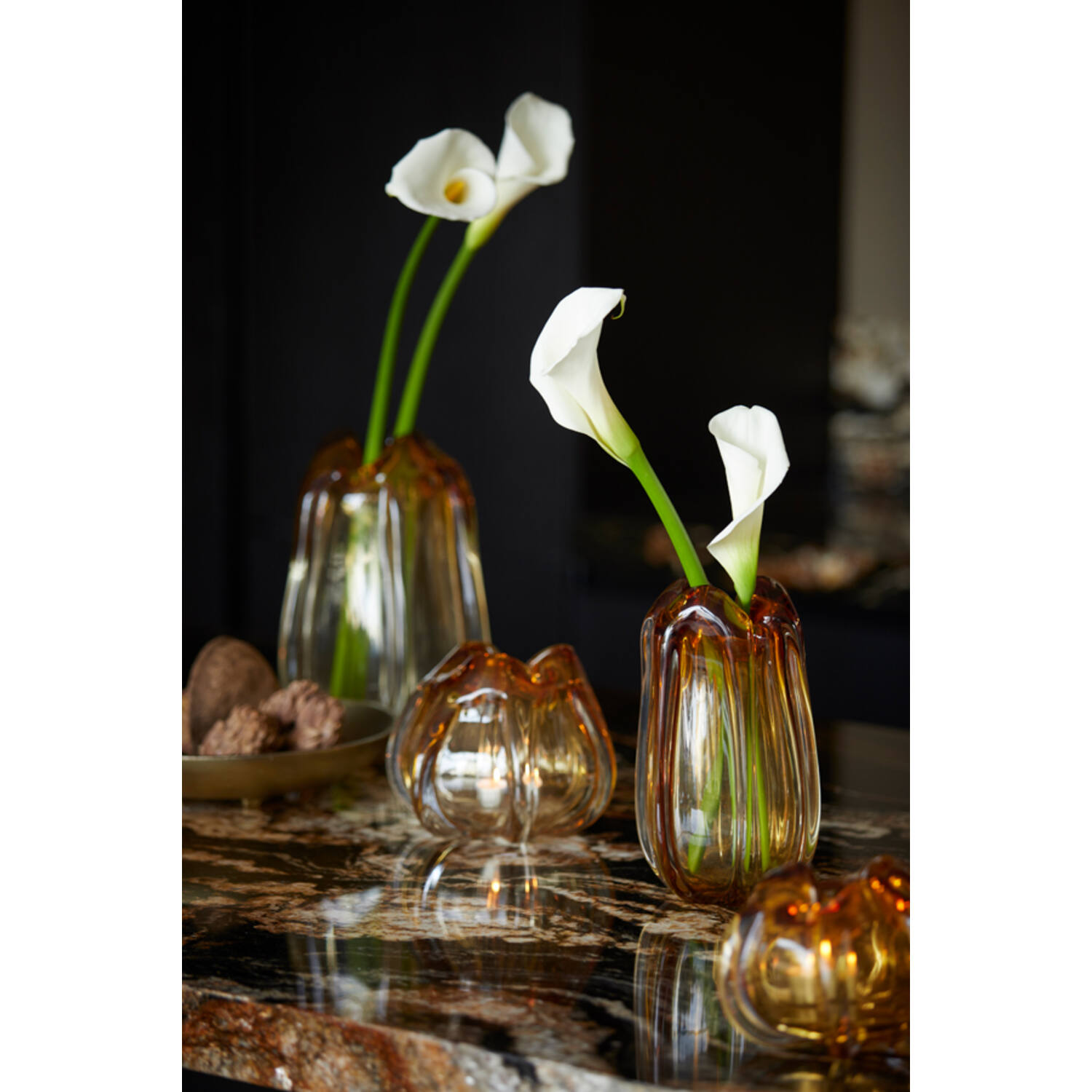 Vase Ø24,5x22 cm MURELA glass amber