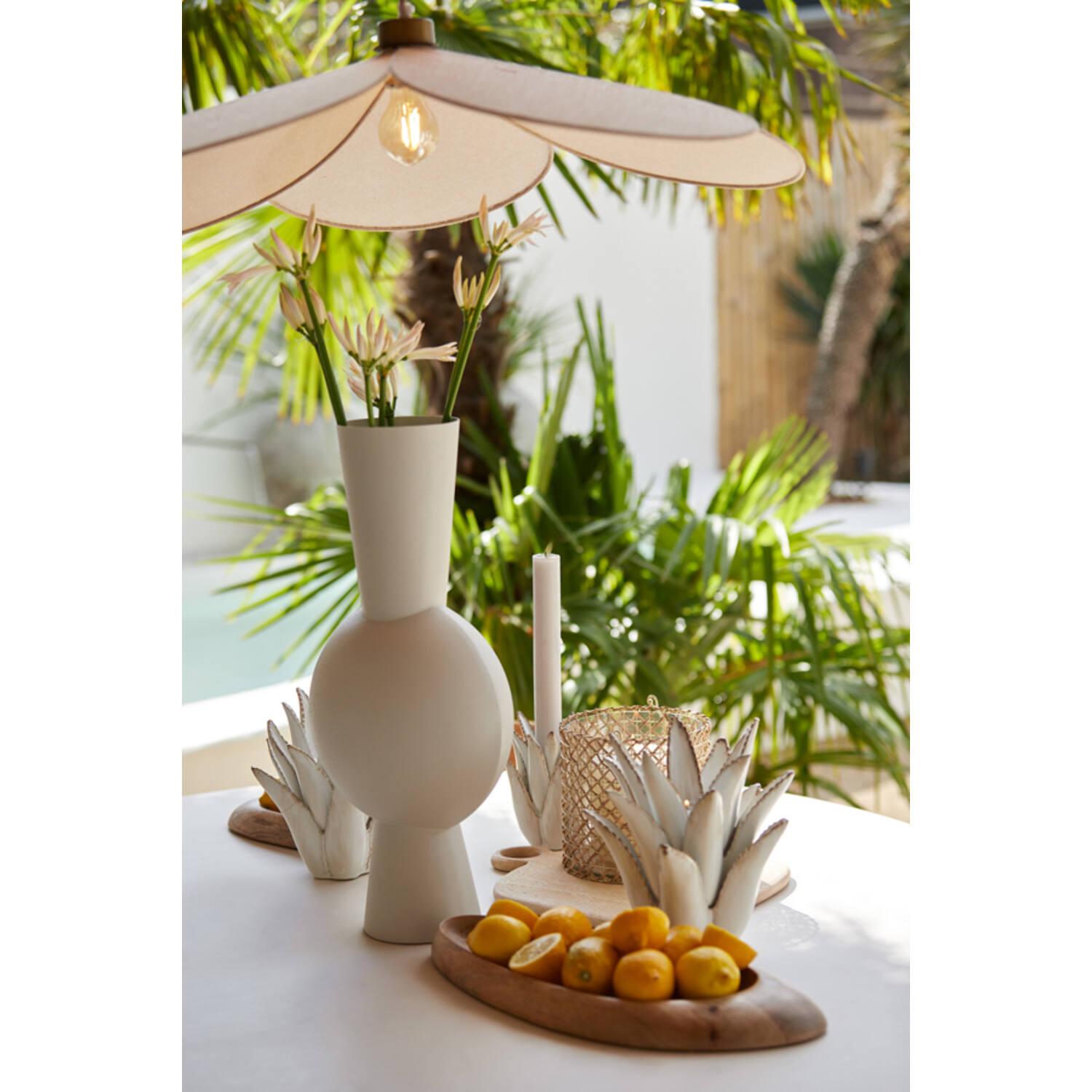 Vaas deco 26x19x54 cm KAVANDU crème