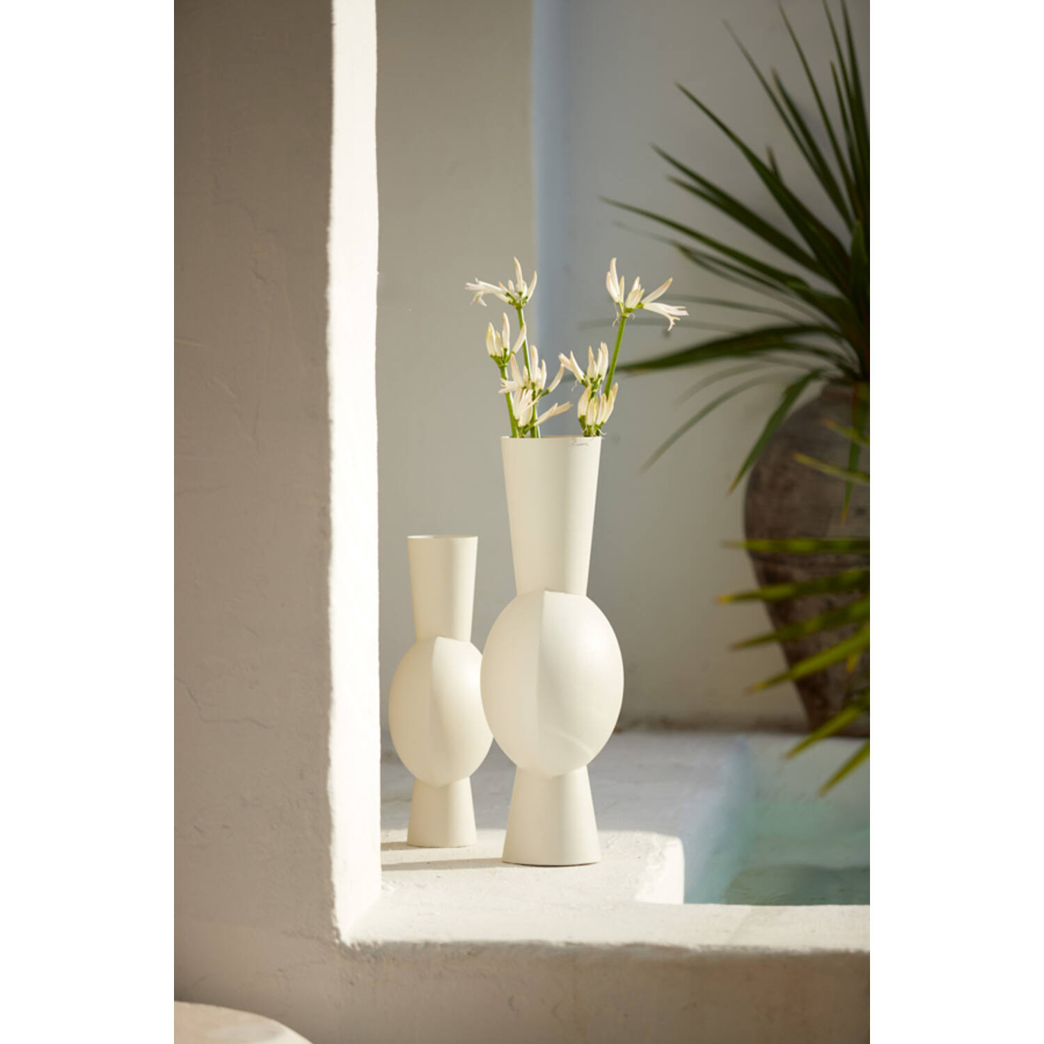 Vaas deco 26x19x54 cm KAVANDU crème