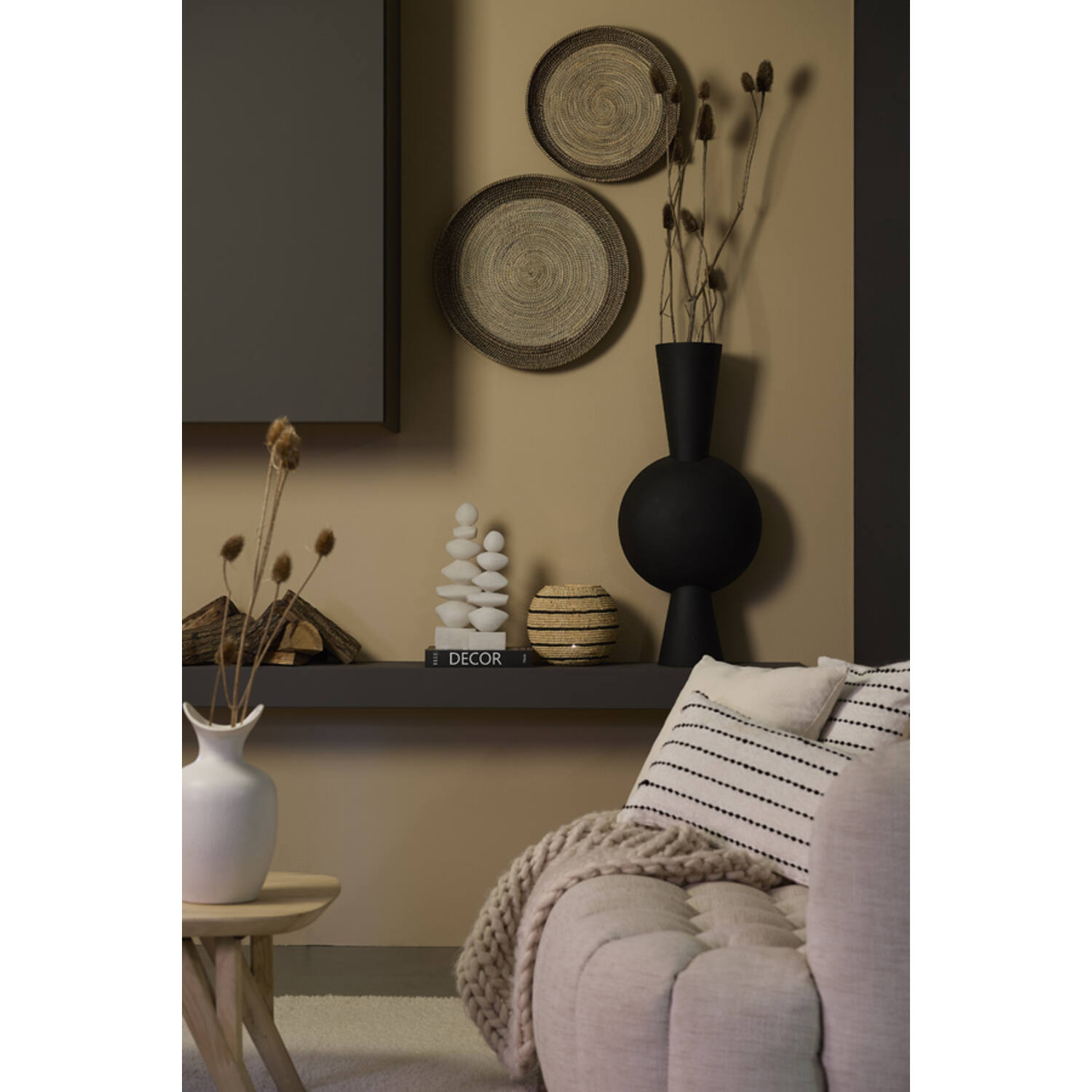 Vaas deco 31x20x60 cm KAVANDU mat zwart