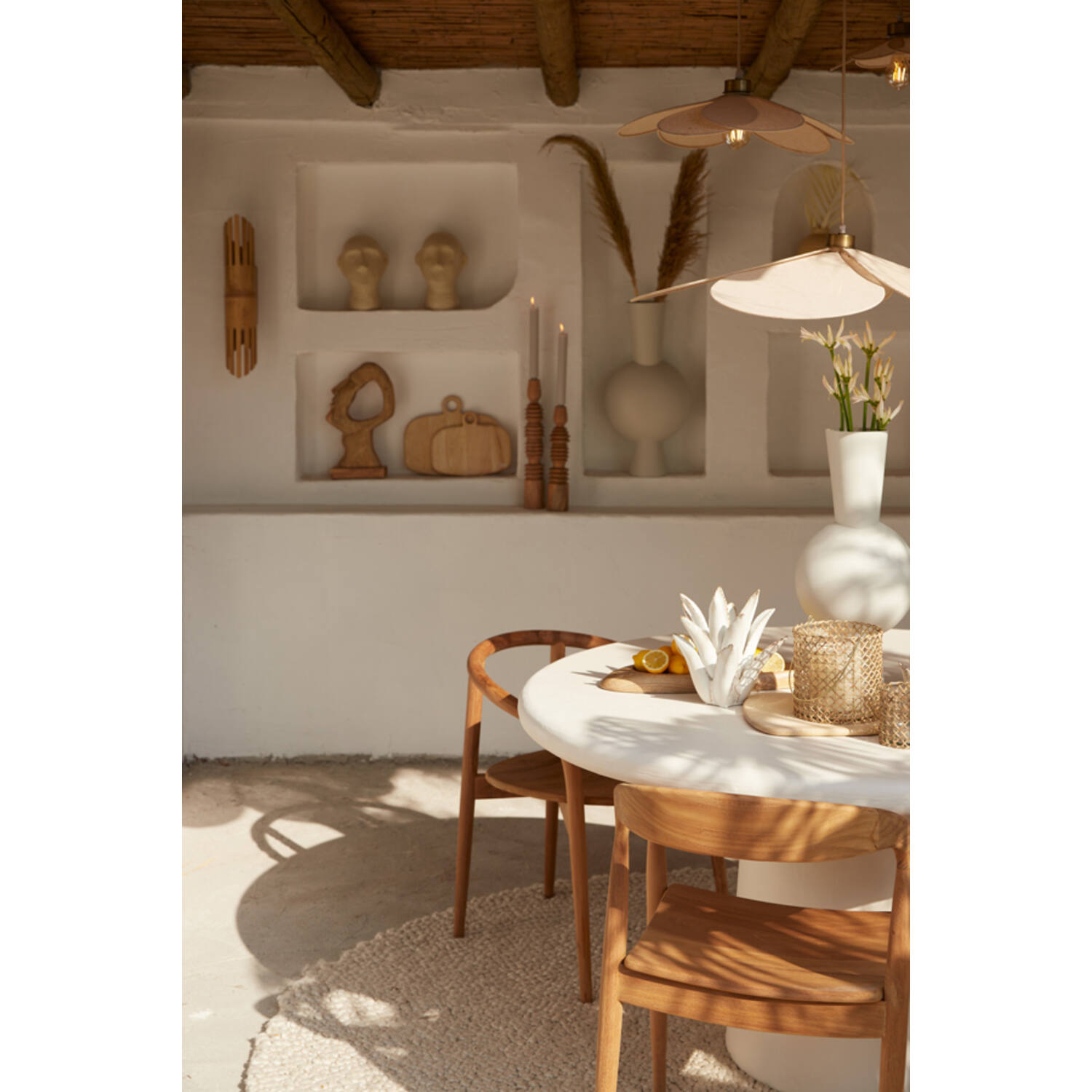 Vaas deco 31x20x60 cm KAVANDU crème