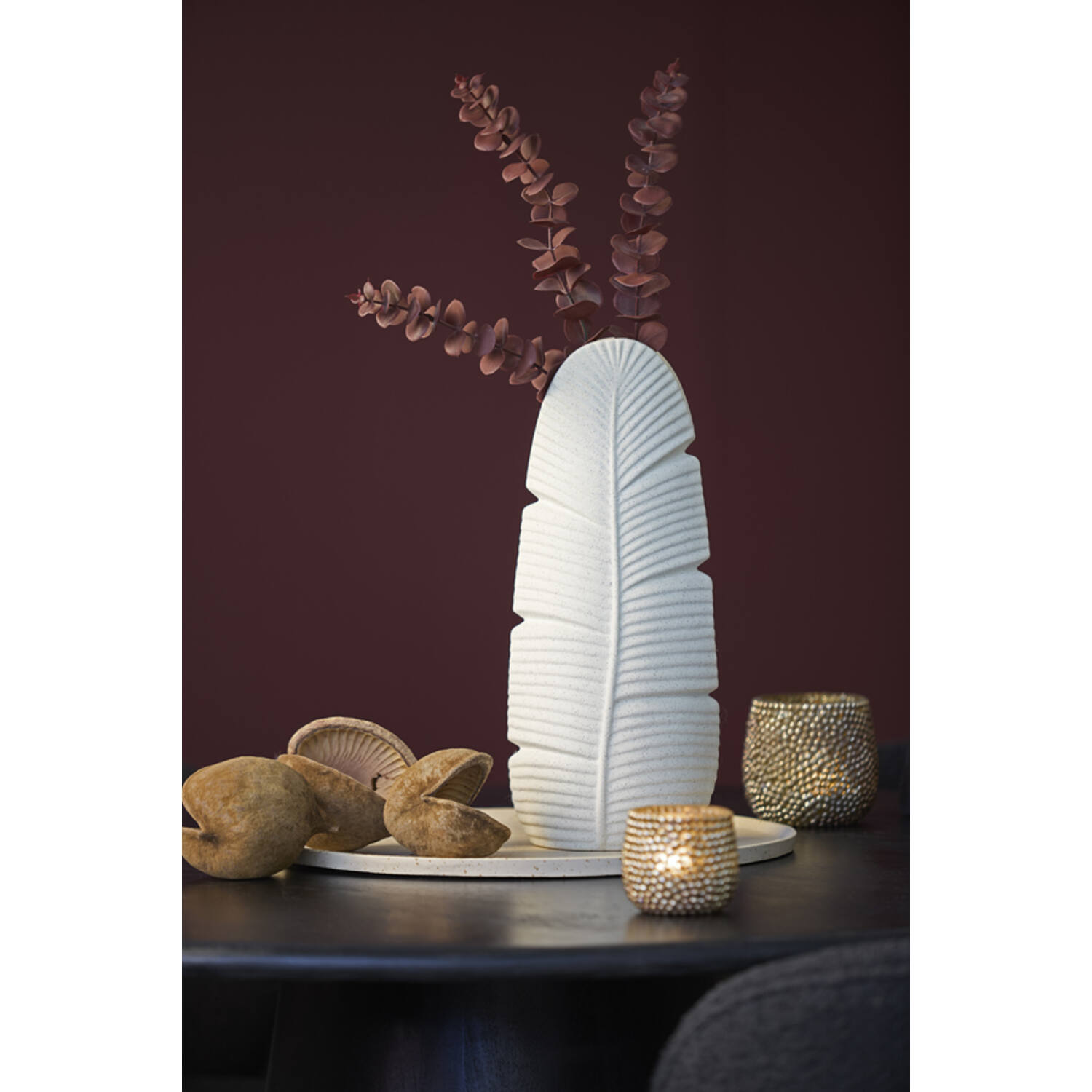 Vase deco 16x10x38,5 cm LOU ceramics matt cream