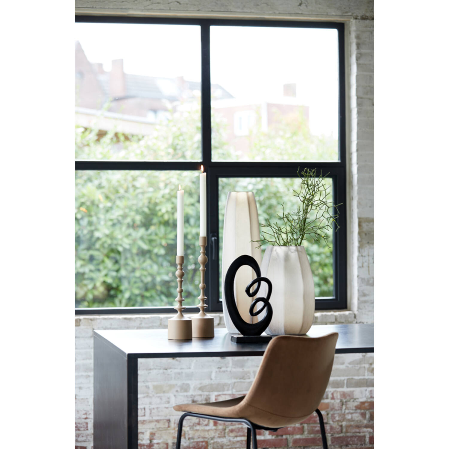Vaas Ø17x60 cm BRADLEY glas licht bruin