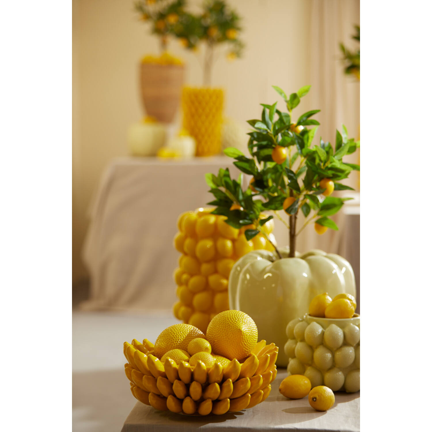 Vaas deco Ø23,5x33 cm LEMON geel