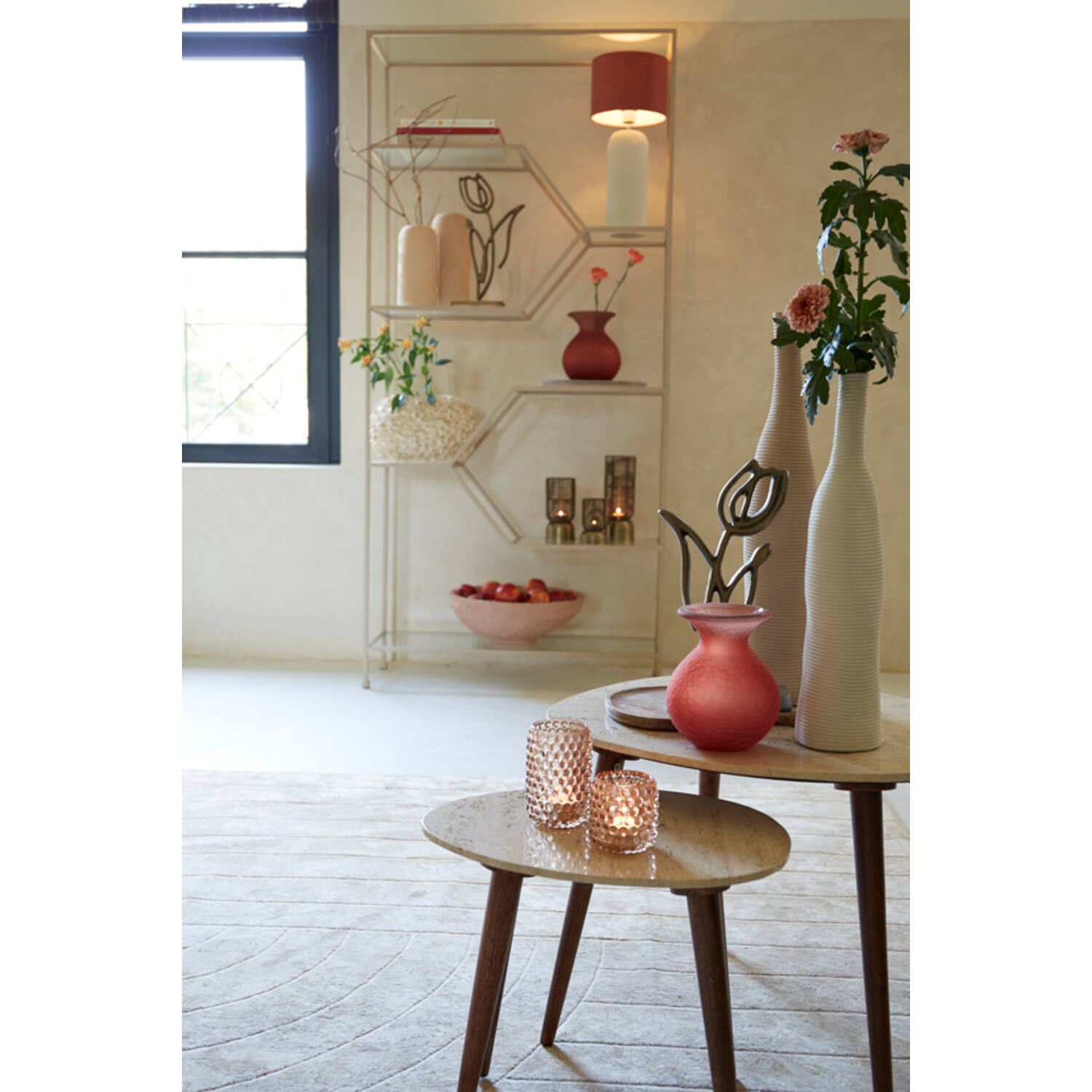 Vaas deco Ø38x23 cm PHYLIA crème