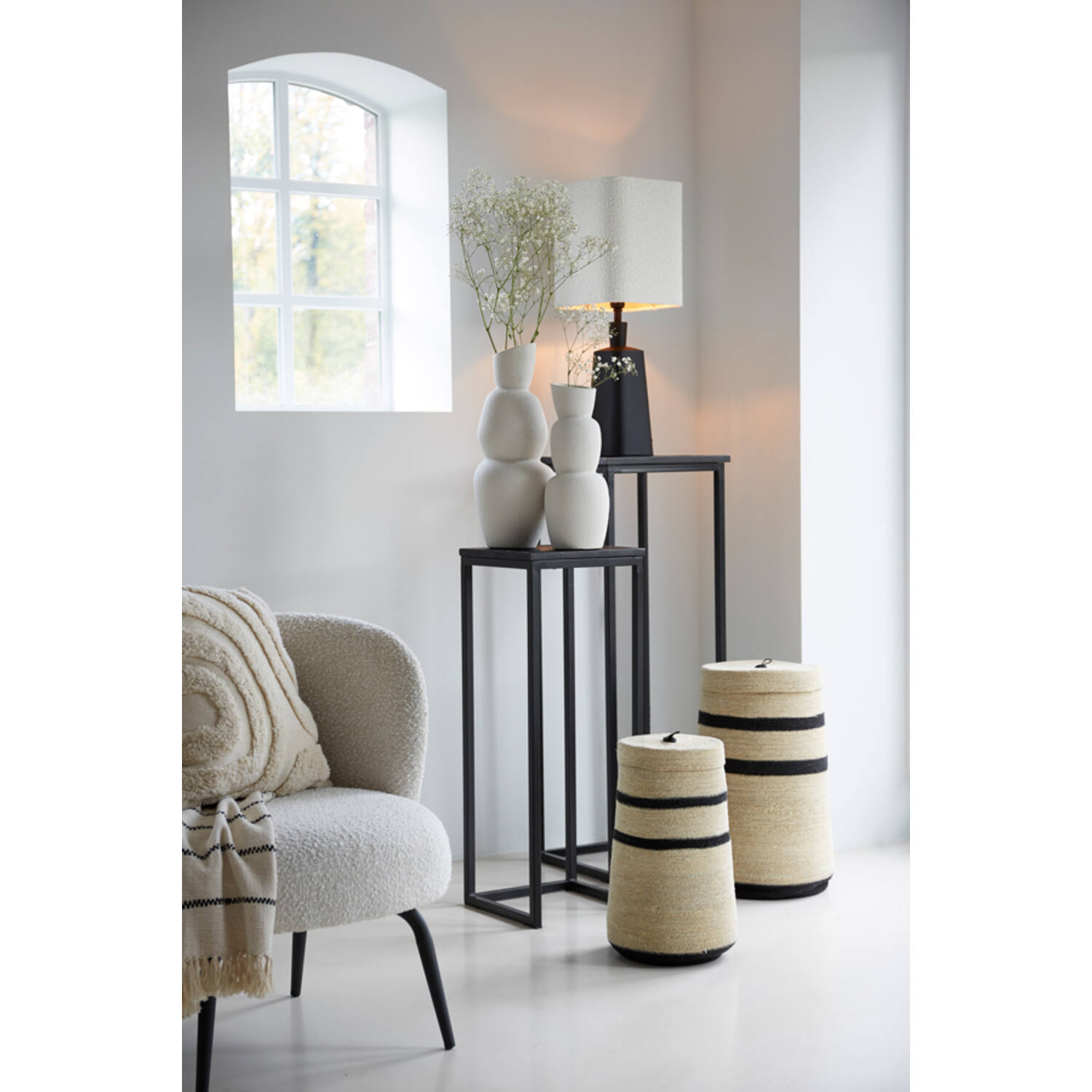 Vaas Ø19x46,5 cm ARAM keramiek crème